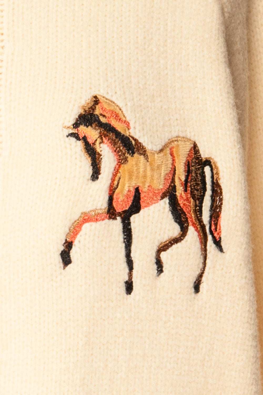 Flicka Zip-Up Jacket with Embroidered Horses | La petite garçonne details
