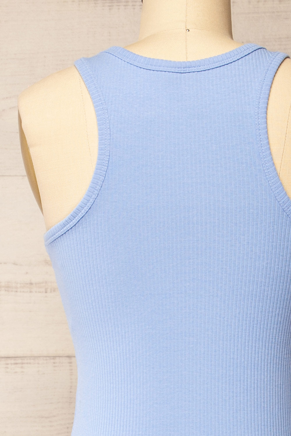 Floirac Blue Sleeveless Ribbed Midi Dress | La petite garçonne back