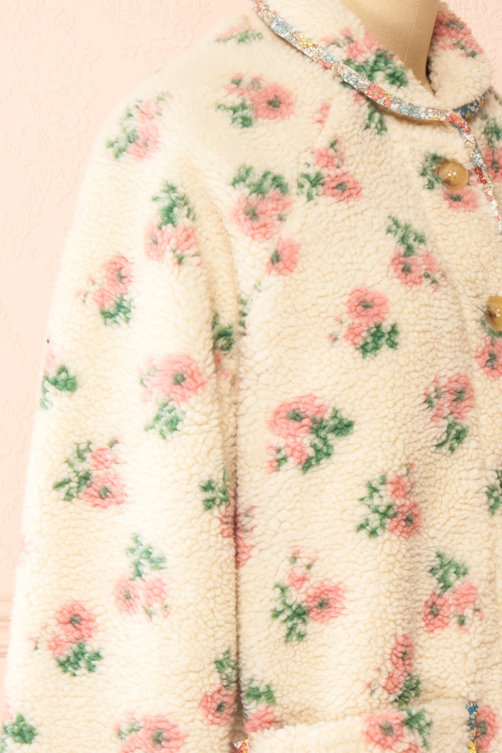 Florine Floral Button-Up Teddy Coat | Boutique 1861 side