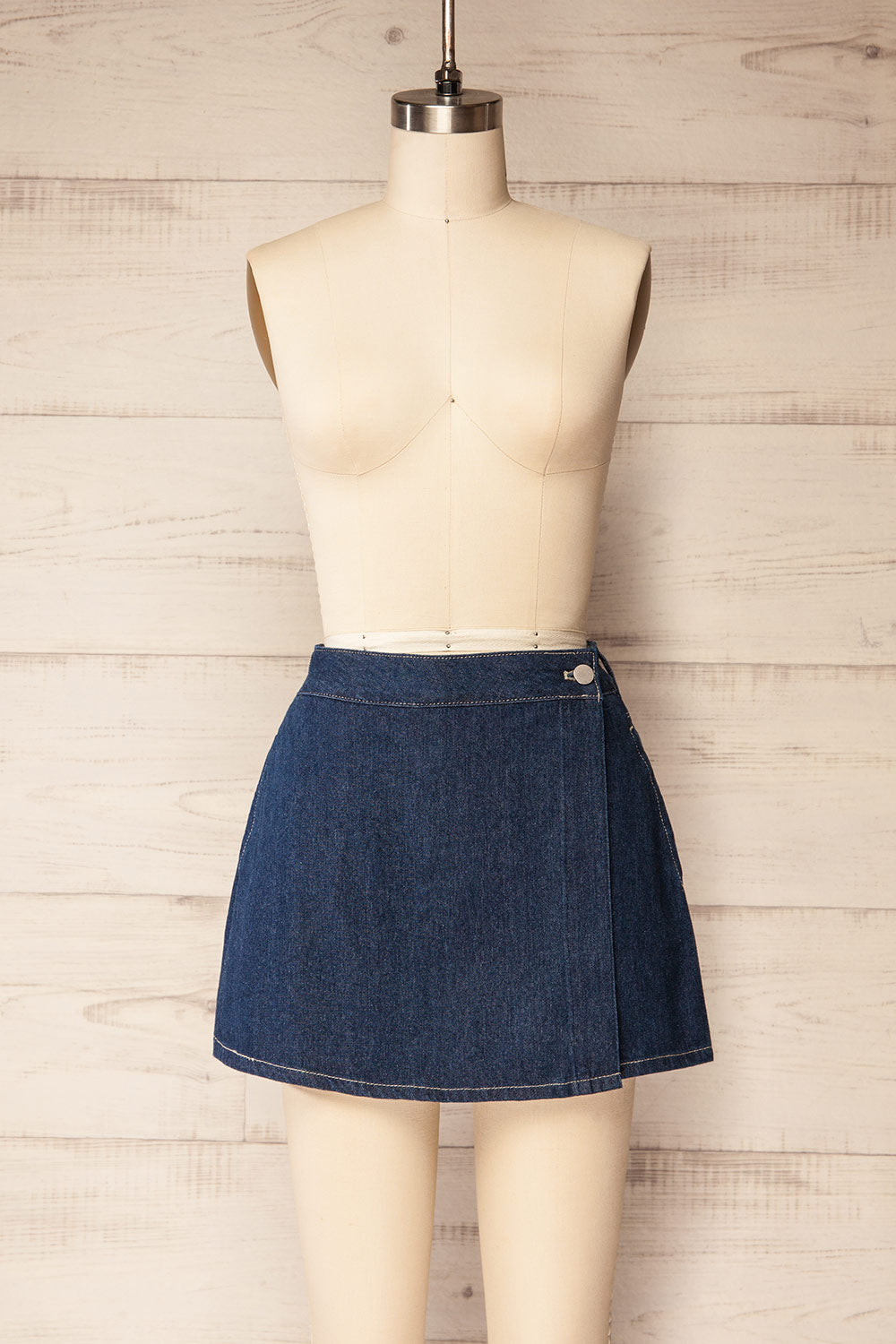 Fontana High-Waisted Denim Skort | La petite garçonne front view