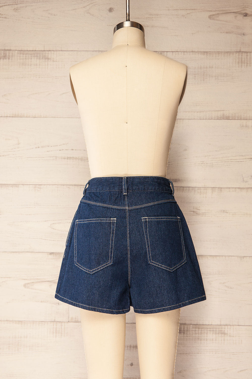 Fontana High-Waisted Denim Skort | La petite garçonne back view