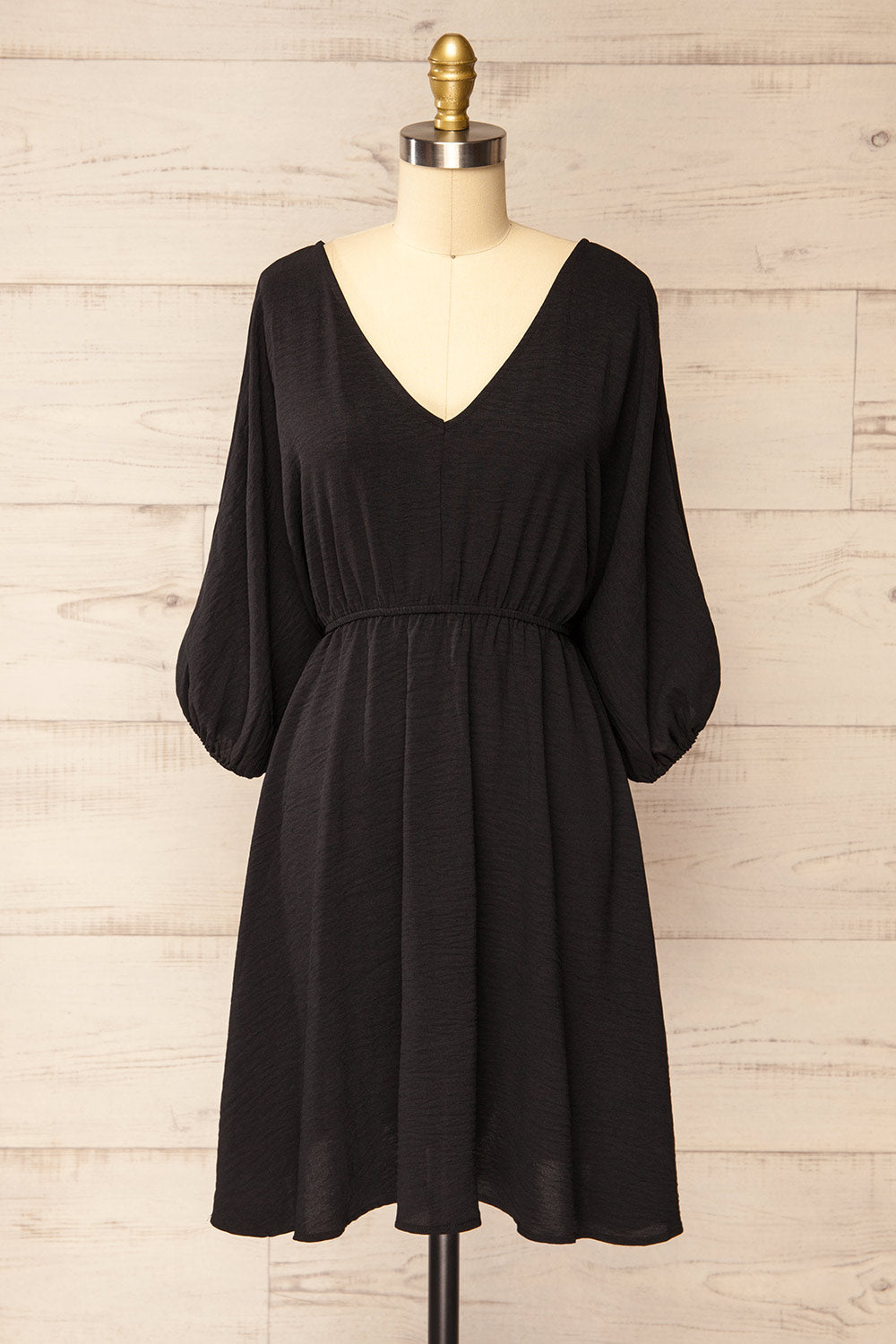 Fordwich Short Black Dress w/ Batwing Sleeves | La petite garçonne front view