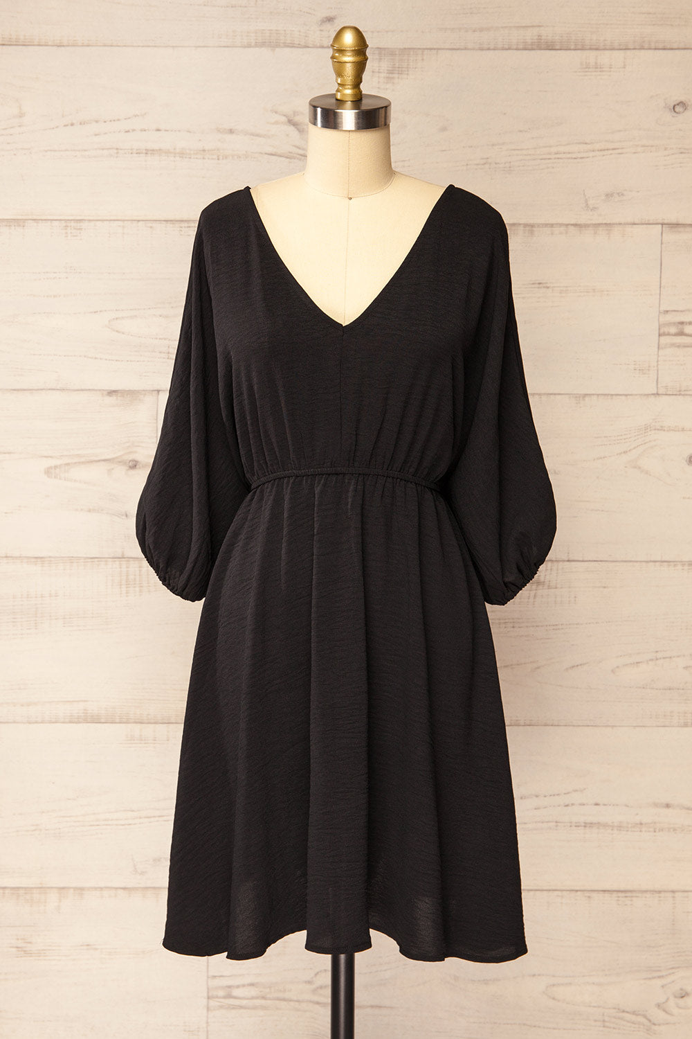 Fordwich Short Black Dress w/ Batwing Sleeves | La petite garçonne front view
