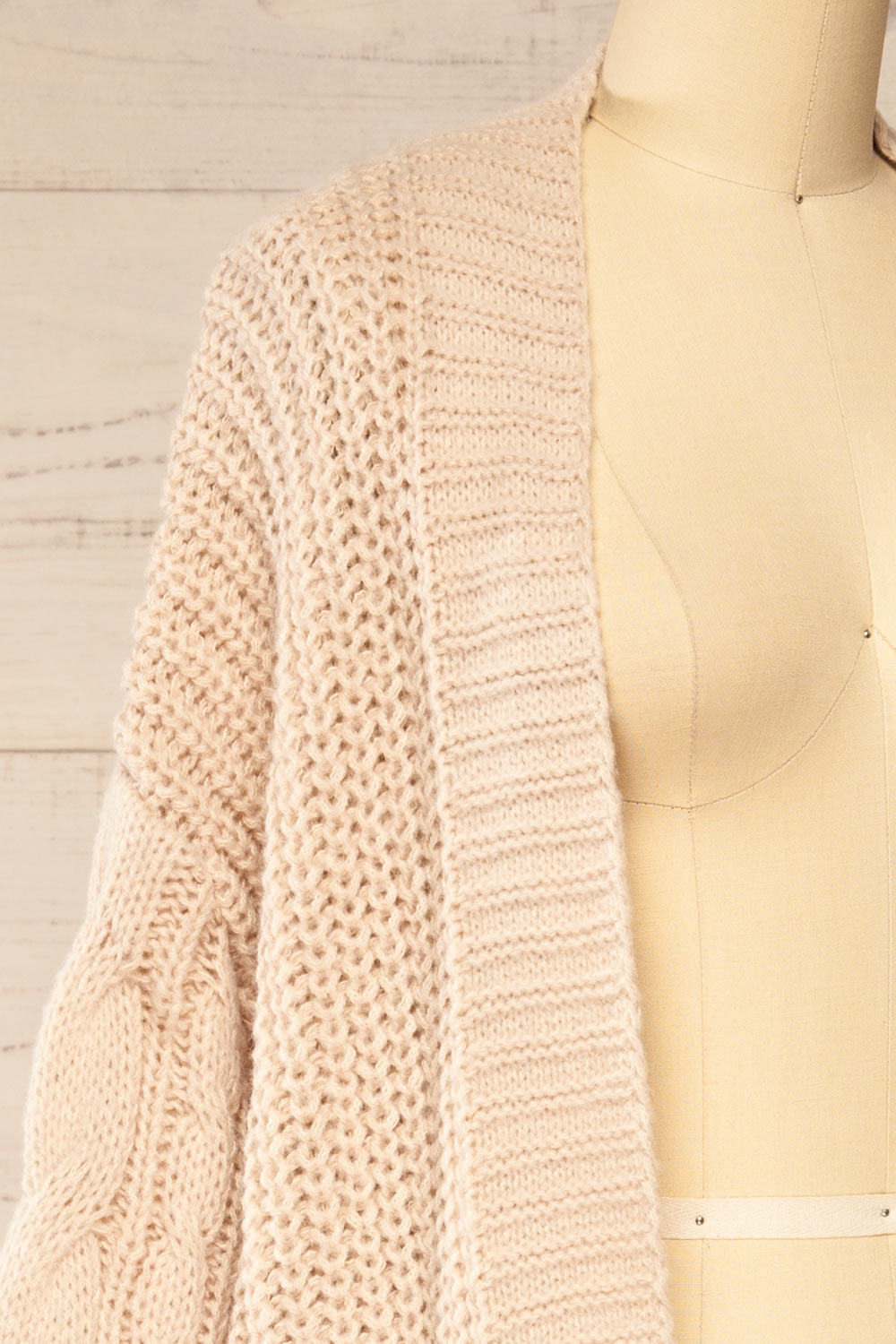 Fouesnant Beige Knit Open Cardigan | La petite garçonne side