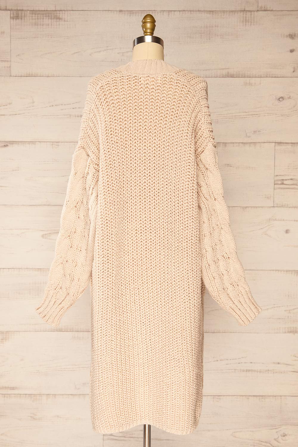 Fouesnant Beige Knit Open Cardigan | La petite garçonne back view