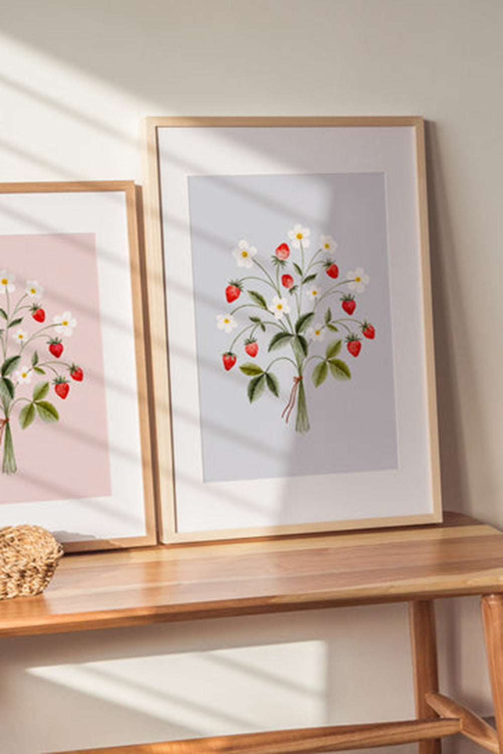 Strawberry Bouquet Blue | Art Print