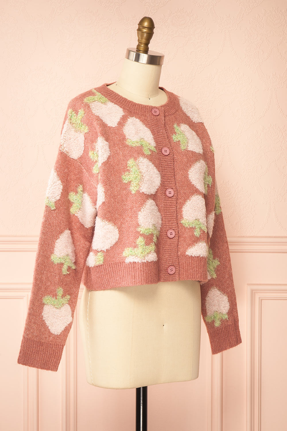 Fraisinnette Strawberries Patterned Cardigan | Boutique 1861 side view