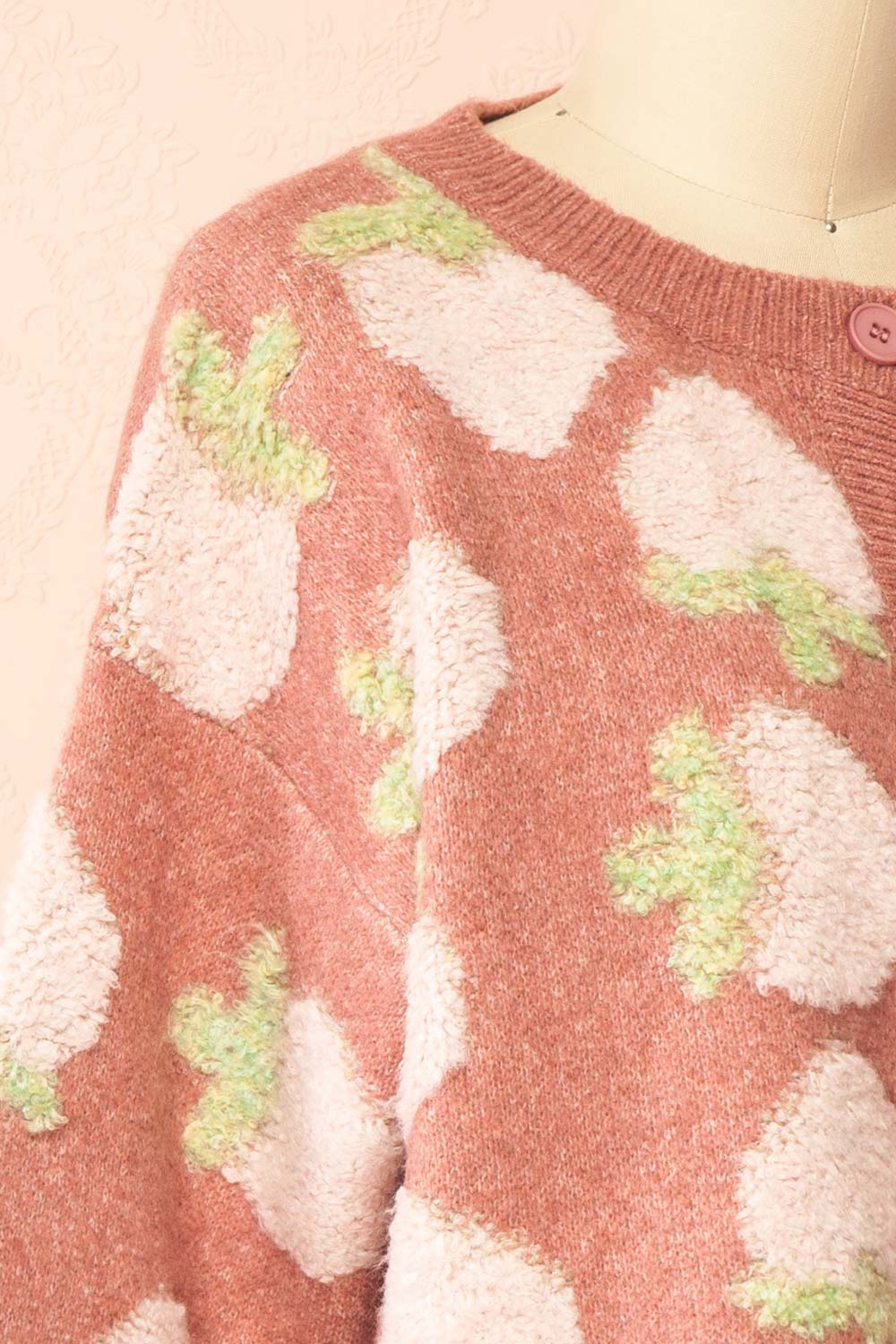 Fraisinnette Strawberries Patterned Cardigan | Boutique 1861 side