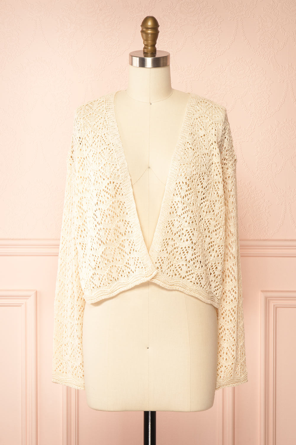 Francine Beige Crochet Cardigan | Boutique 1861 front view