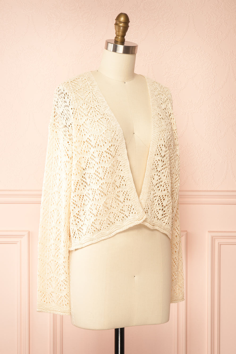 Francine Beige Crochet Cardigan | Boutique 1861 side view