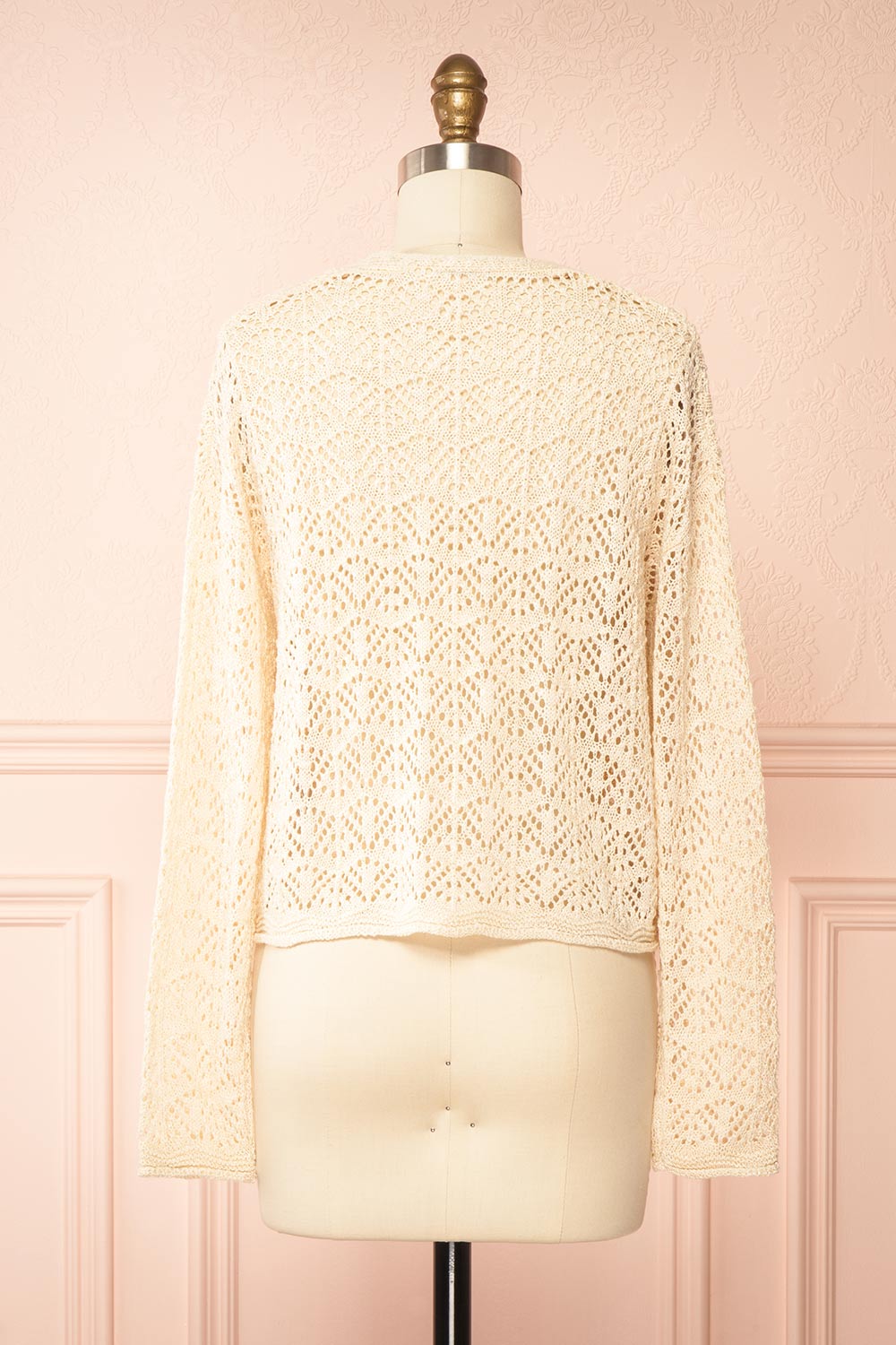 Francine Beige Crochet Cardigan | Boutique 1861 back view