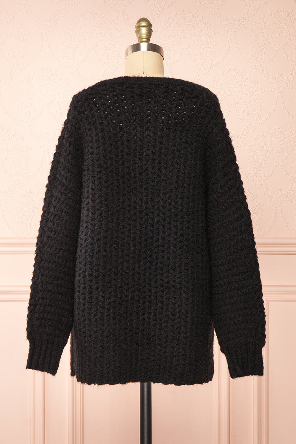 Francoise Black Knit Open-Front Cardigan | Boutique 1861 back view