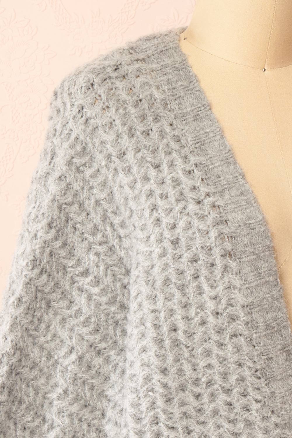 Francoise Grey Knit Open-Front Cardigan | La petite garçonne side