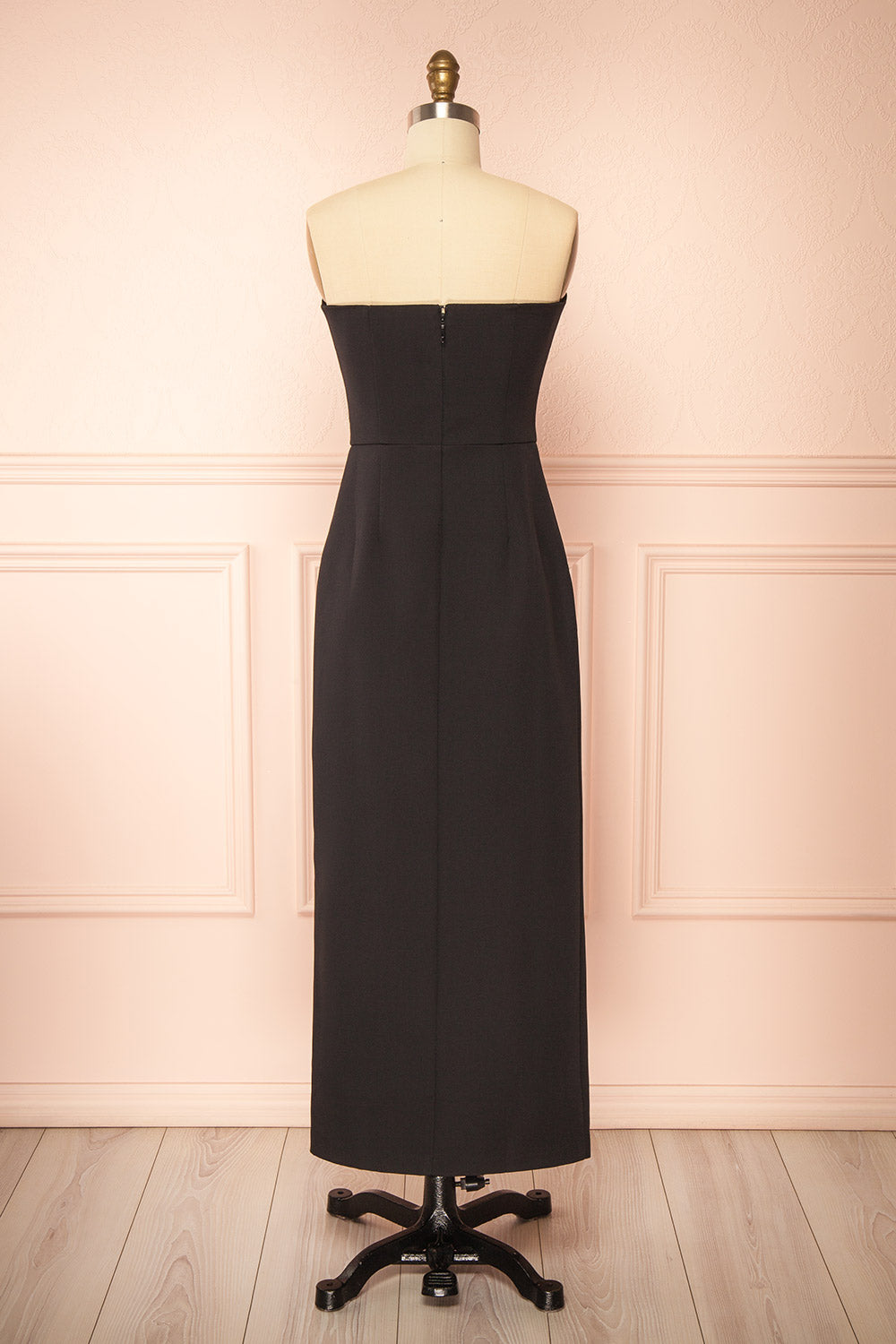 Francy Black Midi Dress with Front Slit | Boutique 1861 back view