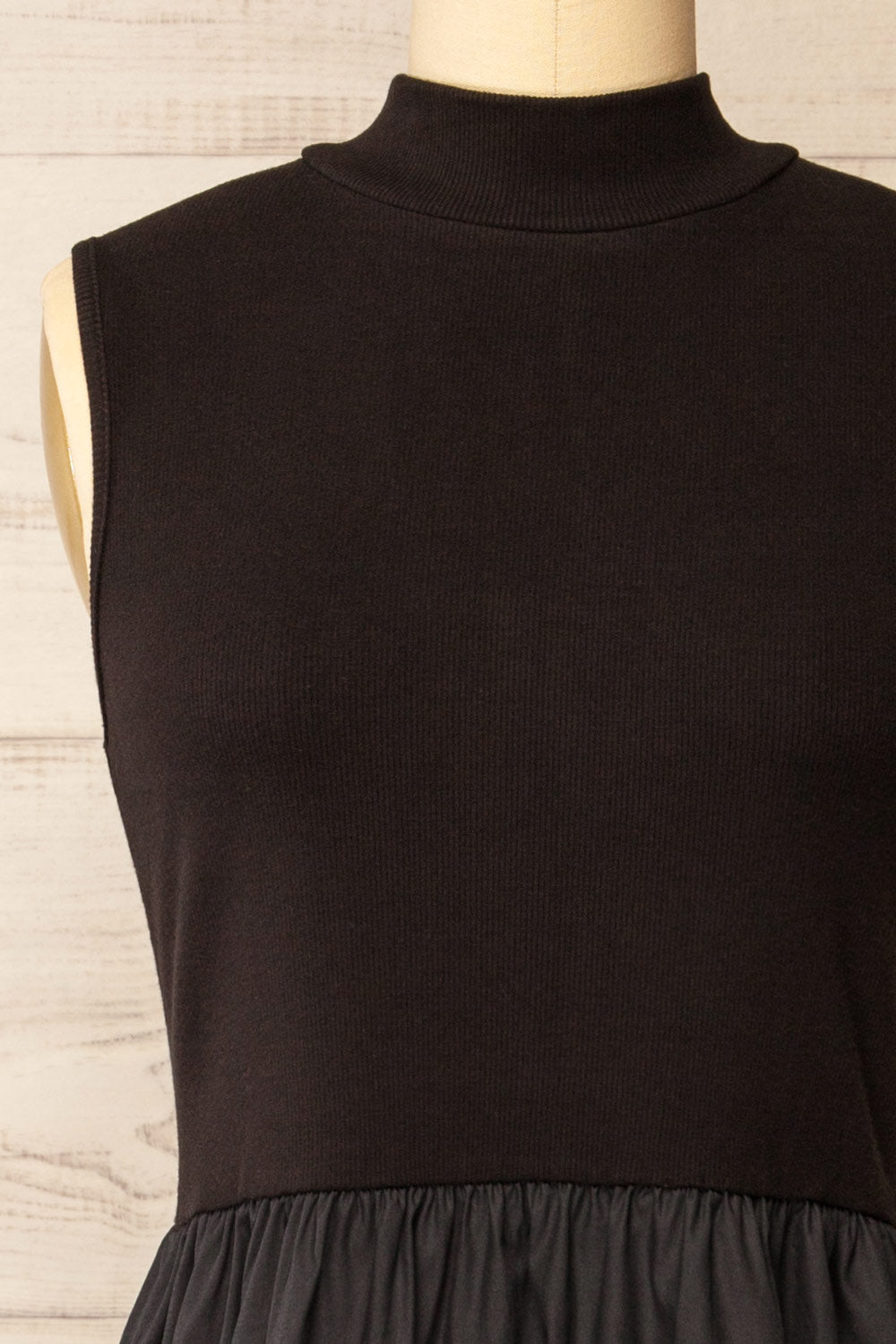 Frell Black Midi Dress w/ Mock Neck | La petite garçonne front