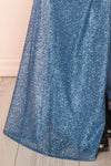 Frosti Blue Grey Sparkly Cowl Neck Maxi Dress | Boutique 1861 bottom