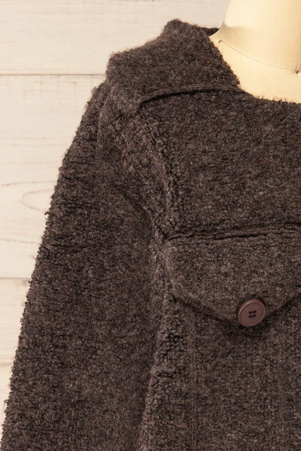 Fuji Dark Grey Boxy Fuzzy Jacket | La petite garçonne side