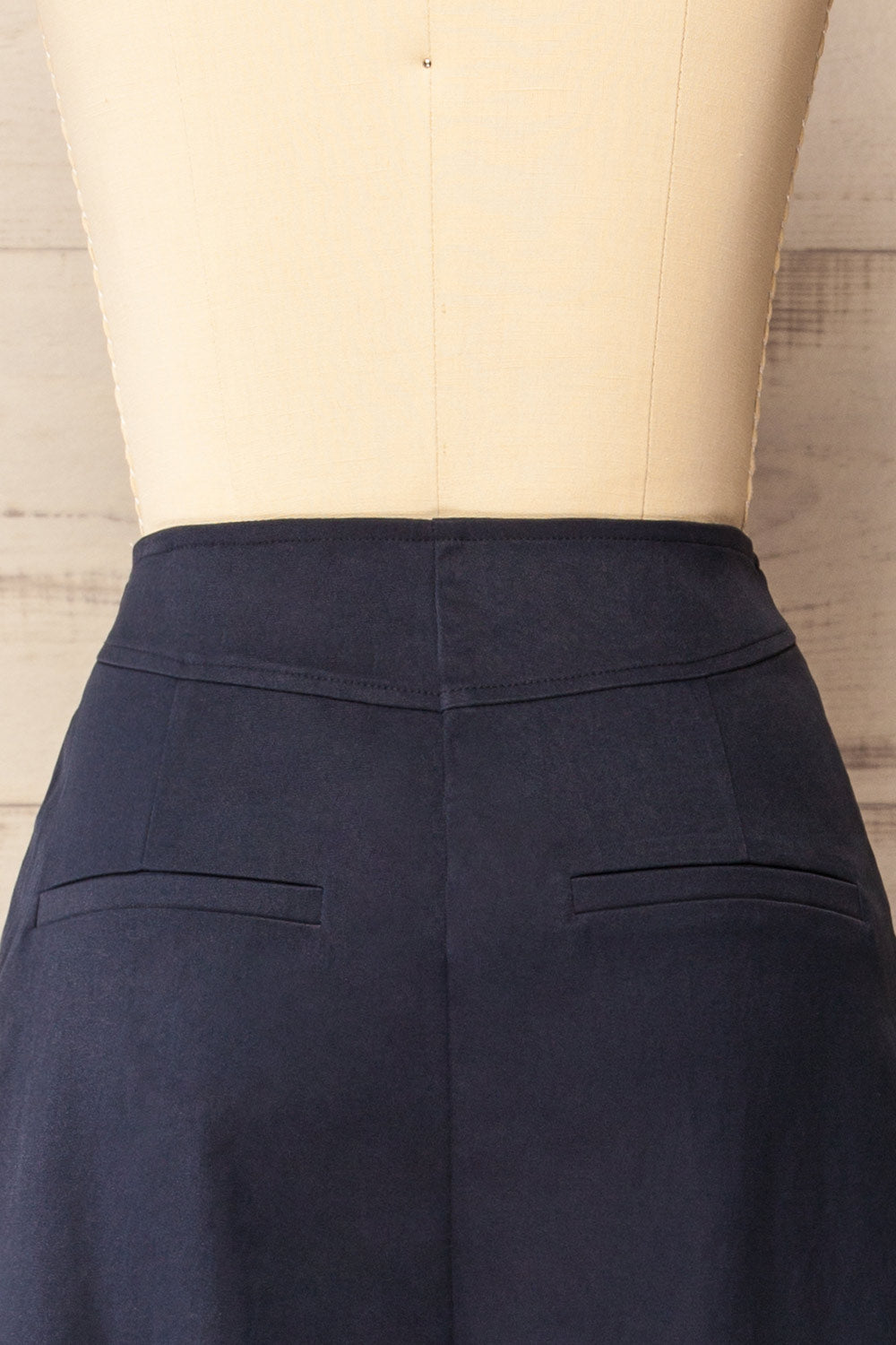 Fujisawa High-Rise Navy Pants with Buttons | La petite garçonne back