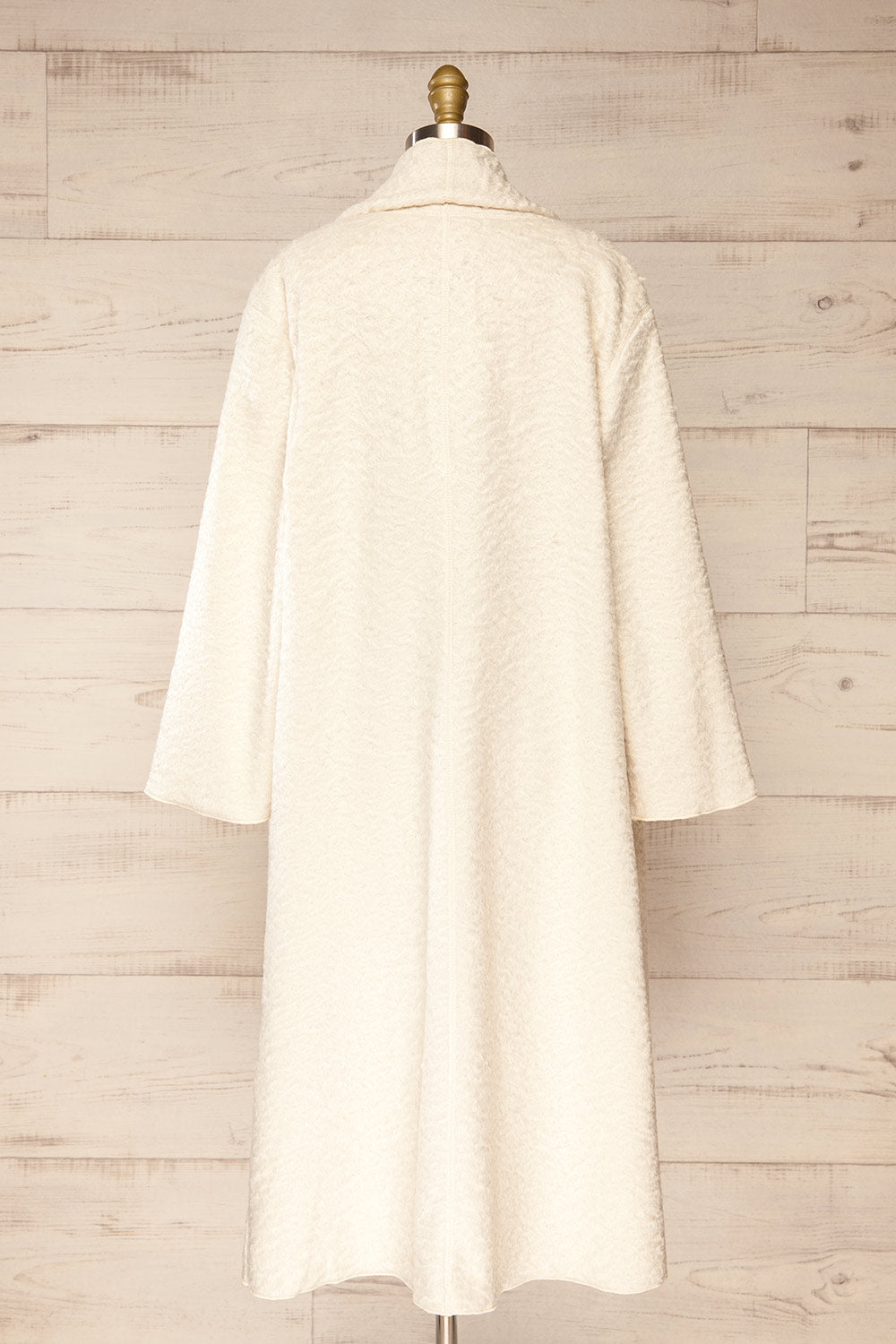 Funafuti Ivory Long Open Felt Cardigan | La petite garçonne back view