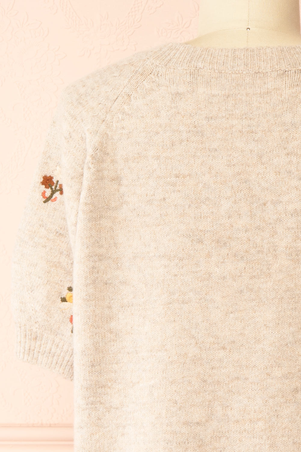 Furiosa Beige Knit Top with Embroidered Flowers | Boutique 1861 back