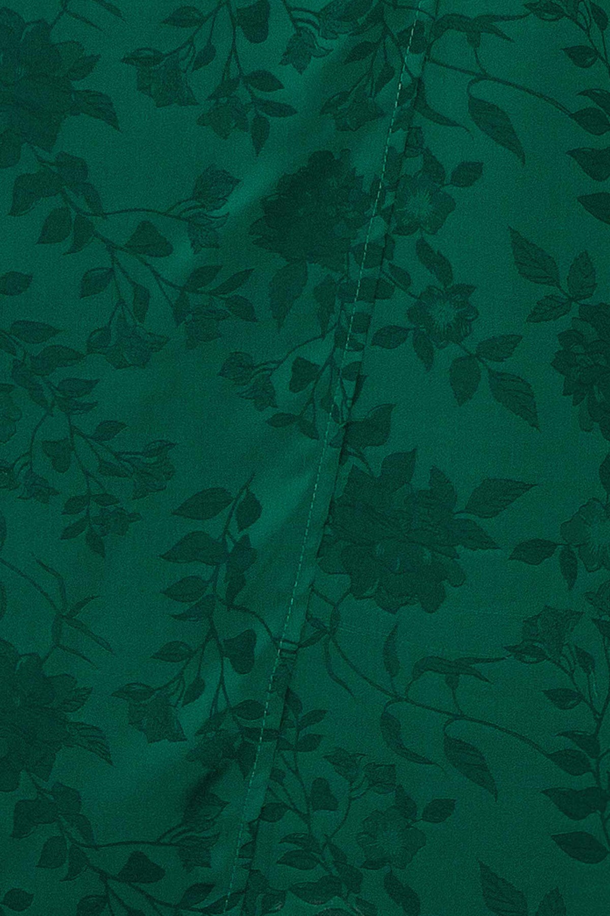 fabric view of Fyra Green Cowl Neck Satin Jacquard Midi Dress at Boutique 1861