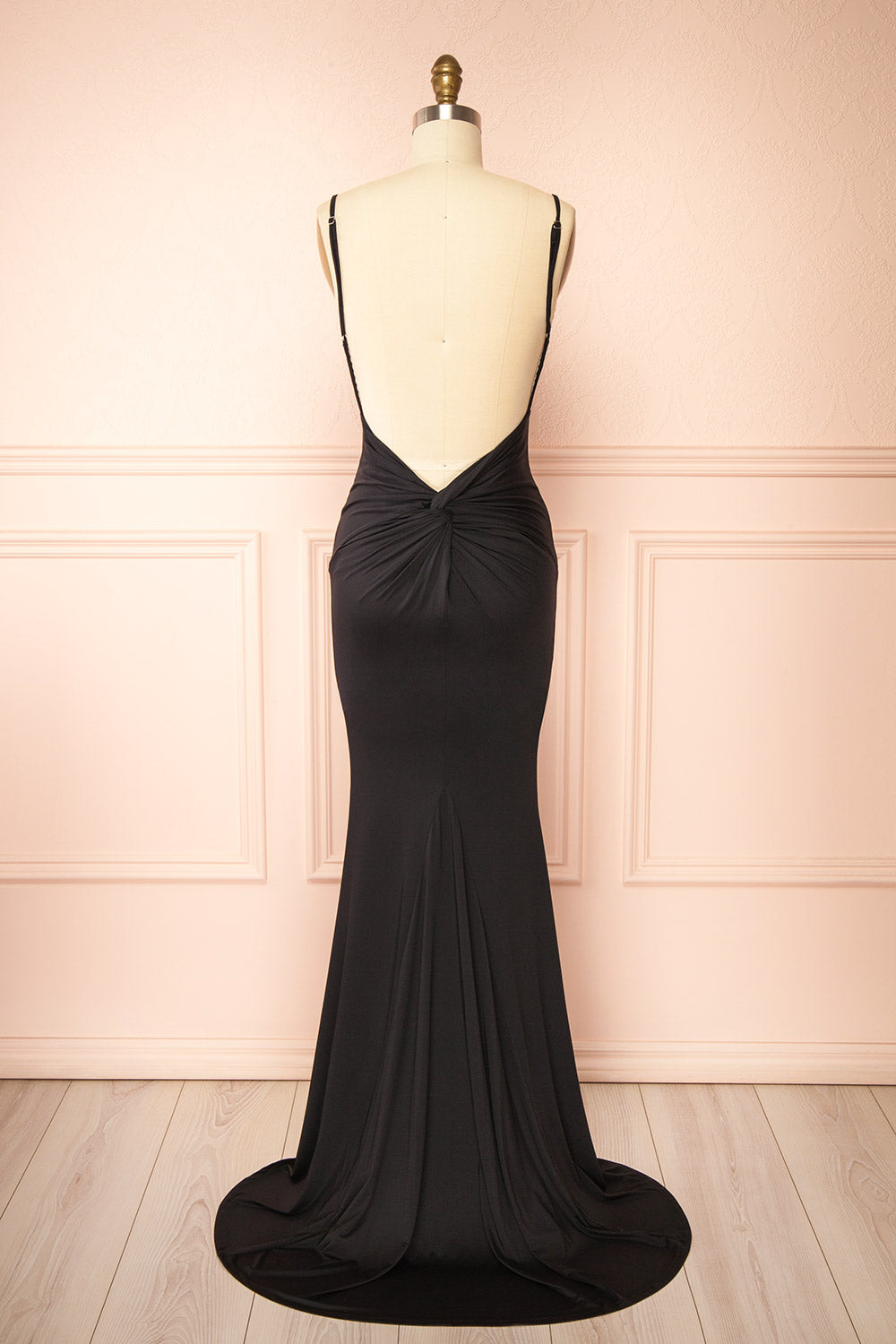 Gabriela Black Mermaid Dress with Open Back | Boutique 1861 back view