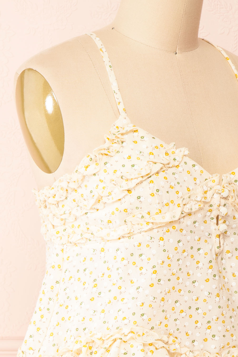 Galatea Ruffled Floral Cami Top | Boutique 1861 side close-up