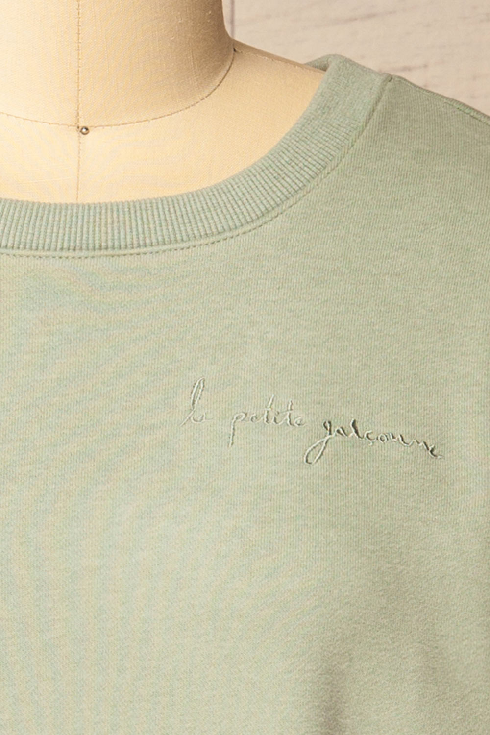 Galway Sage Exclusive La petite garçonne Embroidered Sweatshirt | La petite garçonne fabric