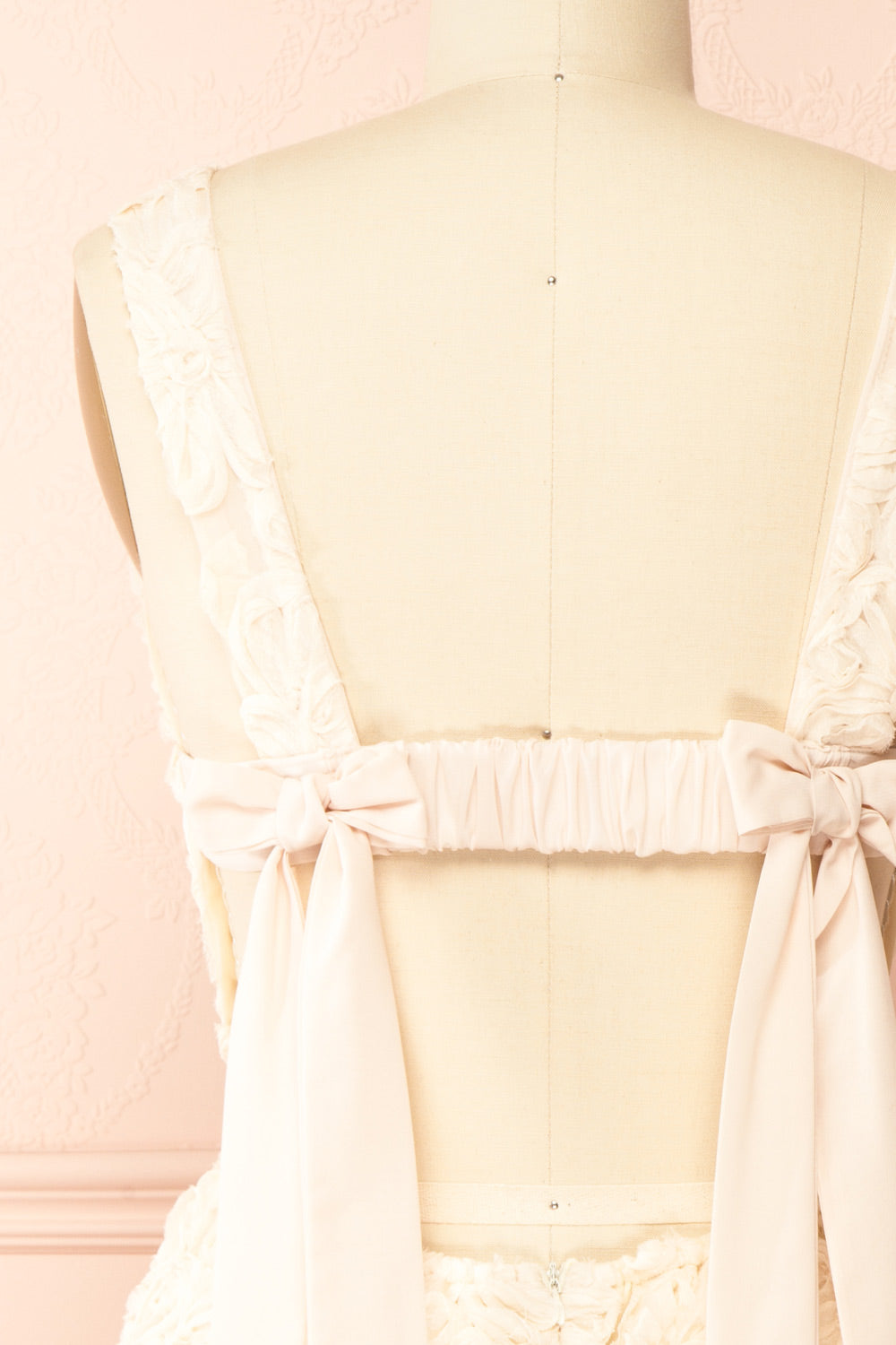 Gamatene Short Mesh Dress w/ Chiffon Floral Embroidery | Boutique 1861 back