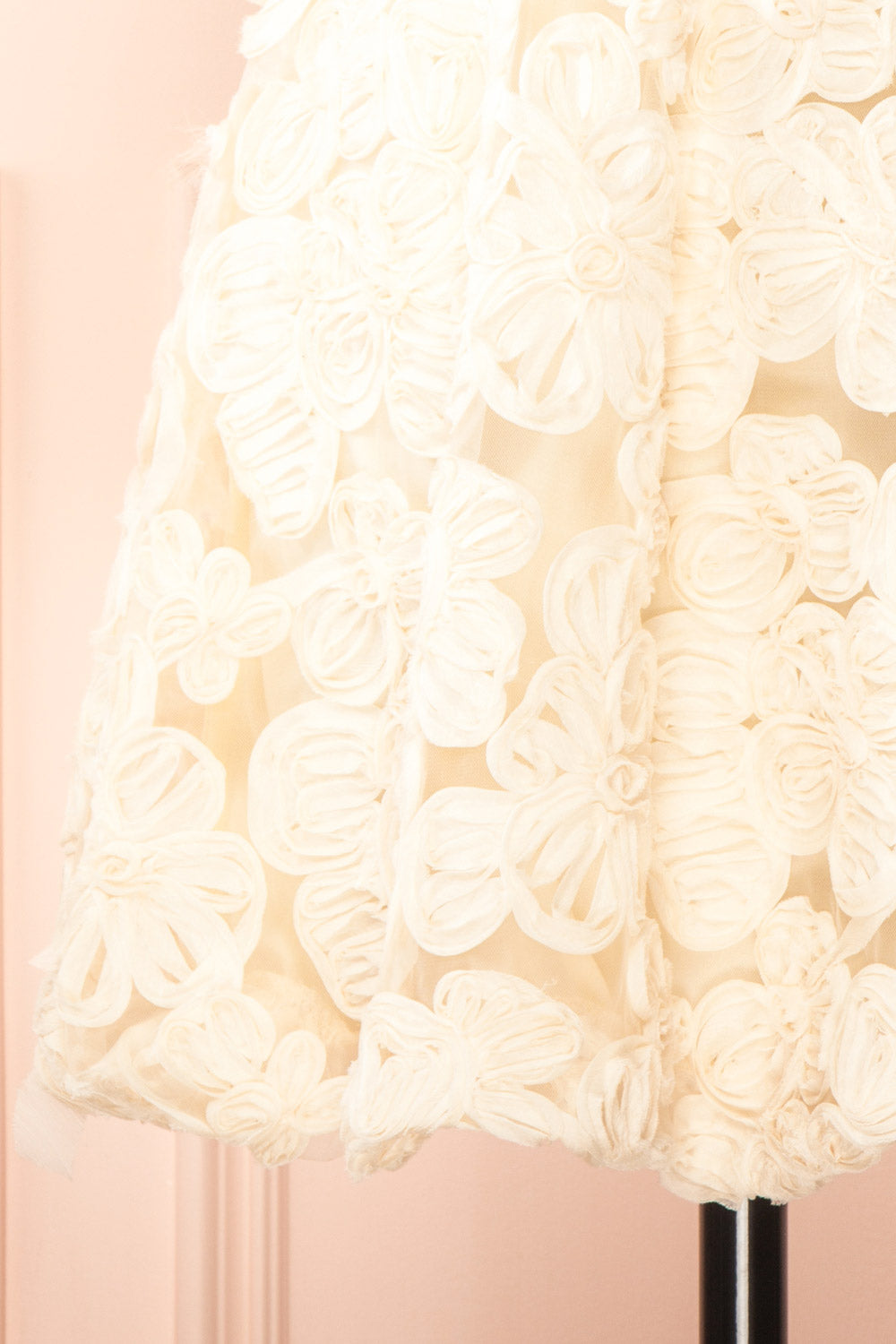 Gamatene Short Mesh Dress w/ Chiffon Floral Embroidery | Boutique 1861 bottom