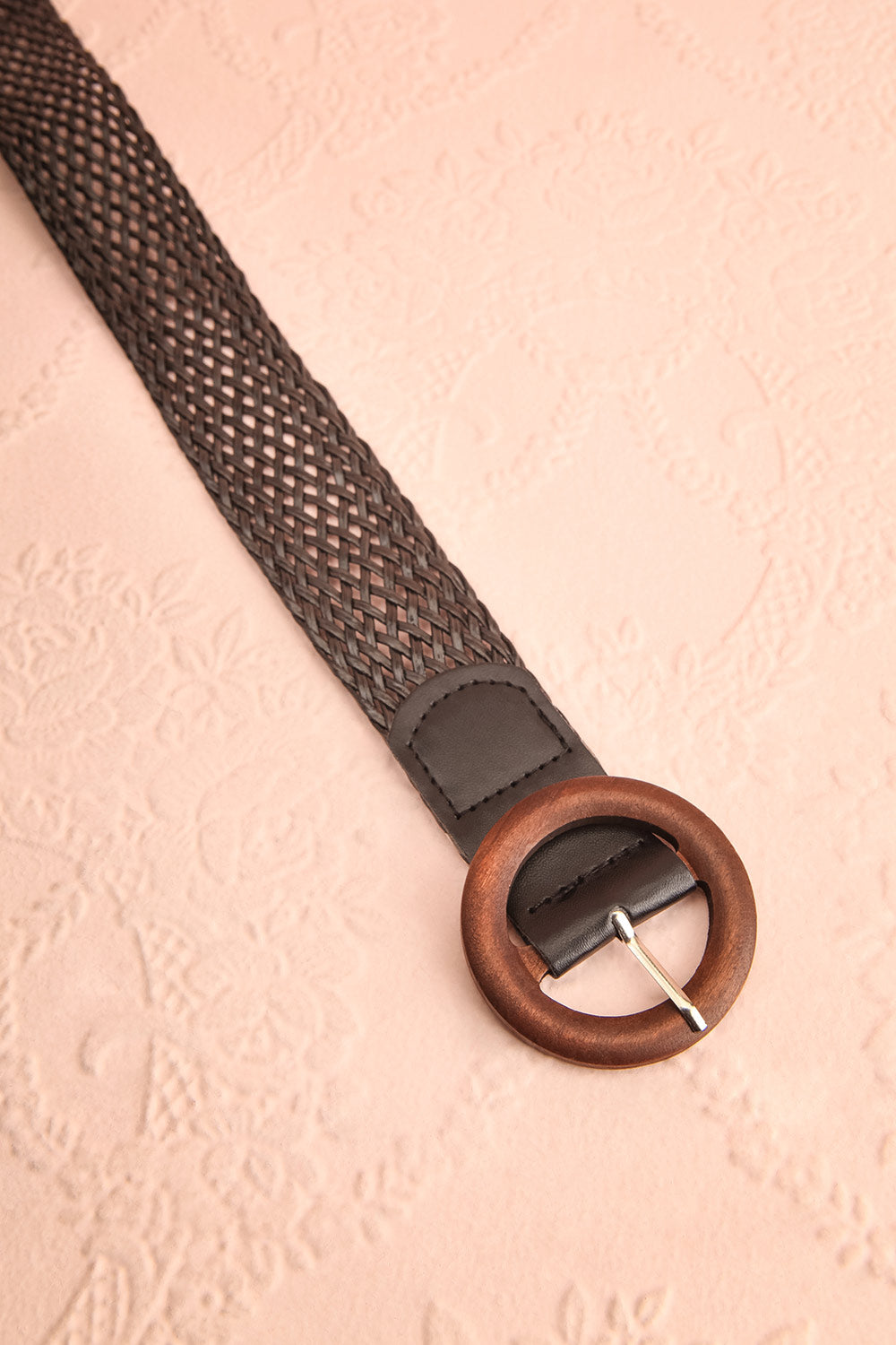 Gaperon Black Faux-Leather Woven Belt | Boutique 1861 flat view