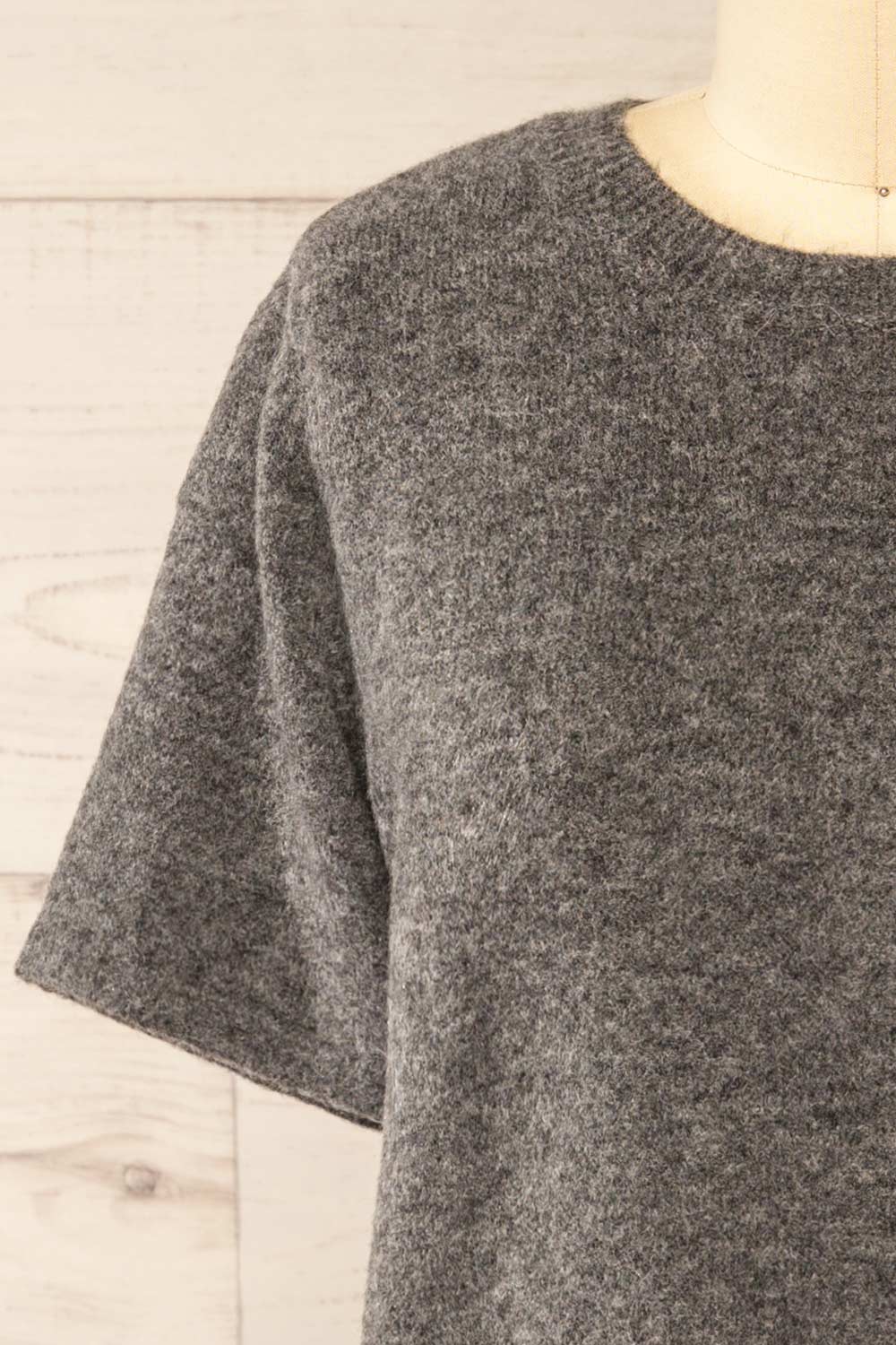 Gaspe Charcoal Soft Knit T-Shirt | La petite garçonne front