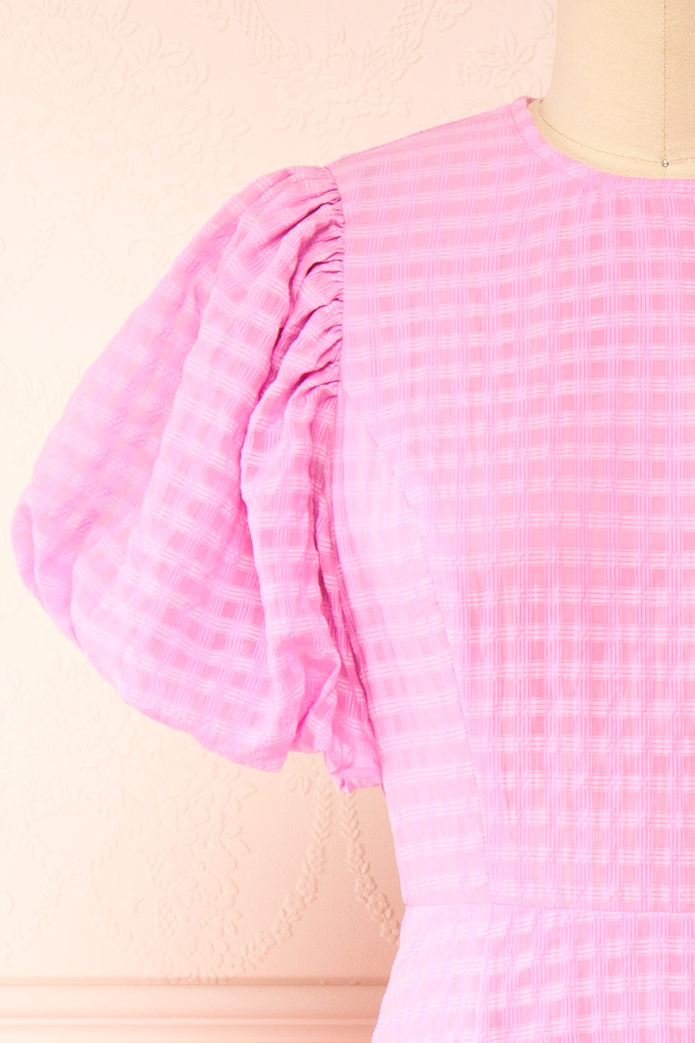 Geb Pink Maxi Dress w/ Open Back | Boutique 1861 front close-up