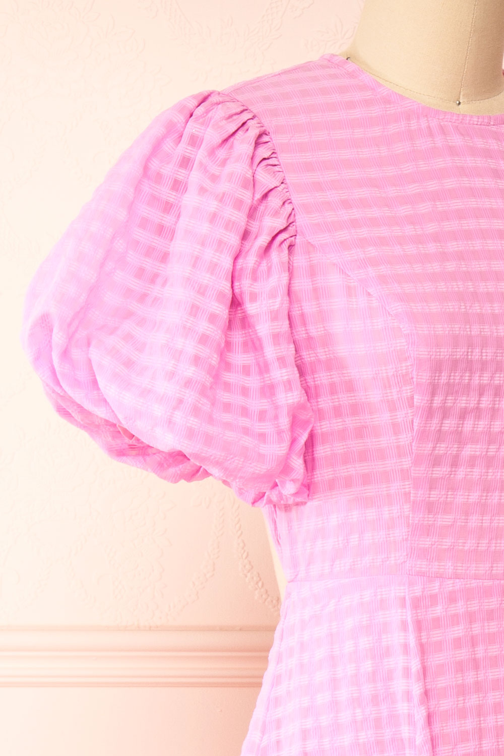 Geb Pink Maxi Dress w/ Open Back | Boutique 1861 side close-up