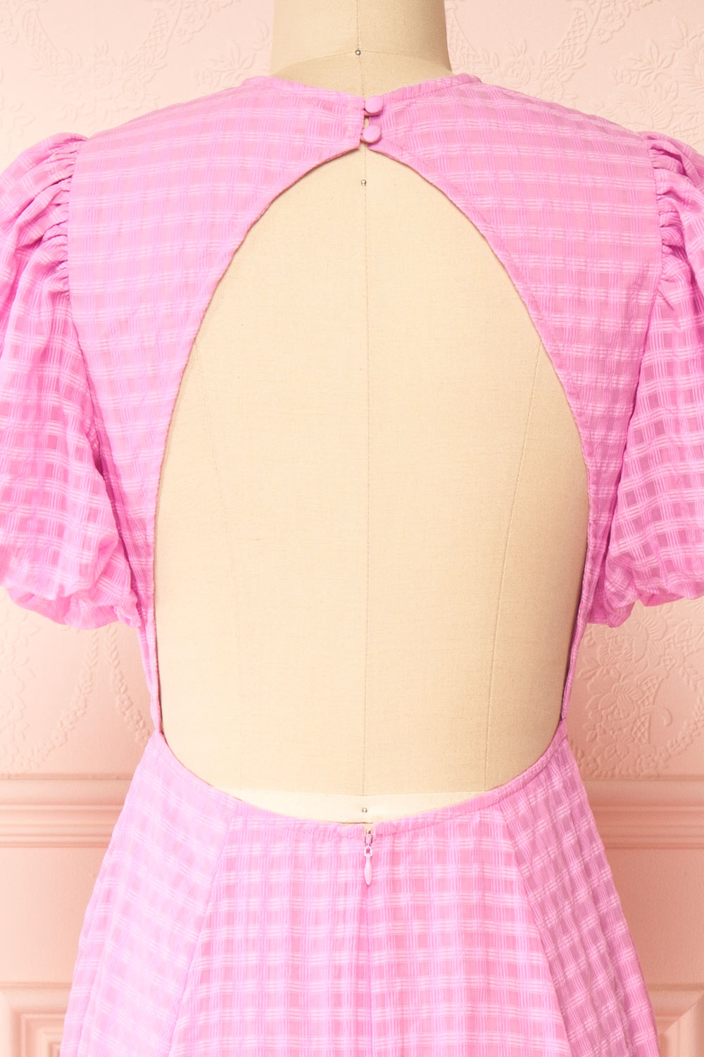 Geb Pink Maxi Dress w/ Open Back | Boutique 1861 back close-up