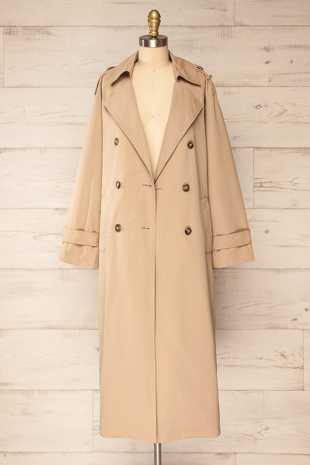Gembloux Beige Double Breasted Trench Coat | La petite garçonne open