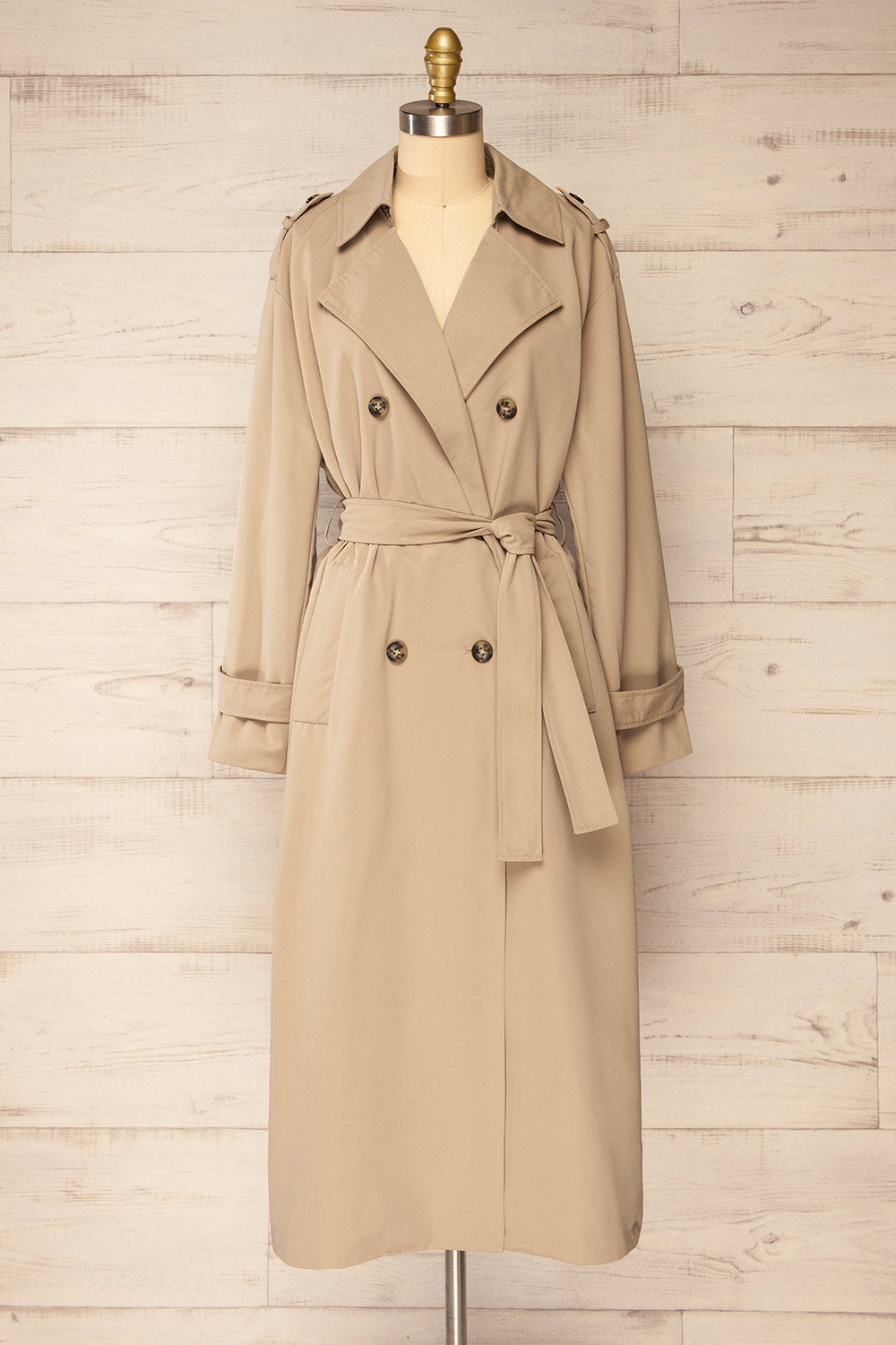 Gembloux Beige Double Breasted Trench Coat | La petite garçonne front view
