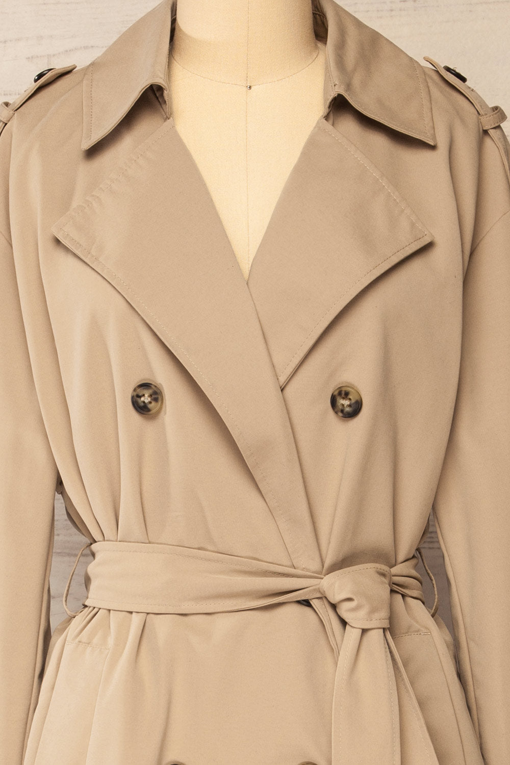 Gembloux Beige Double Breasted Trench Coat | La petite garçonne front