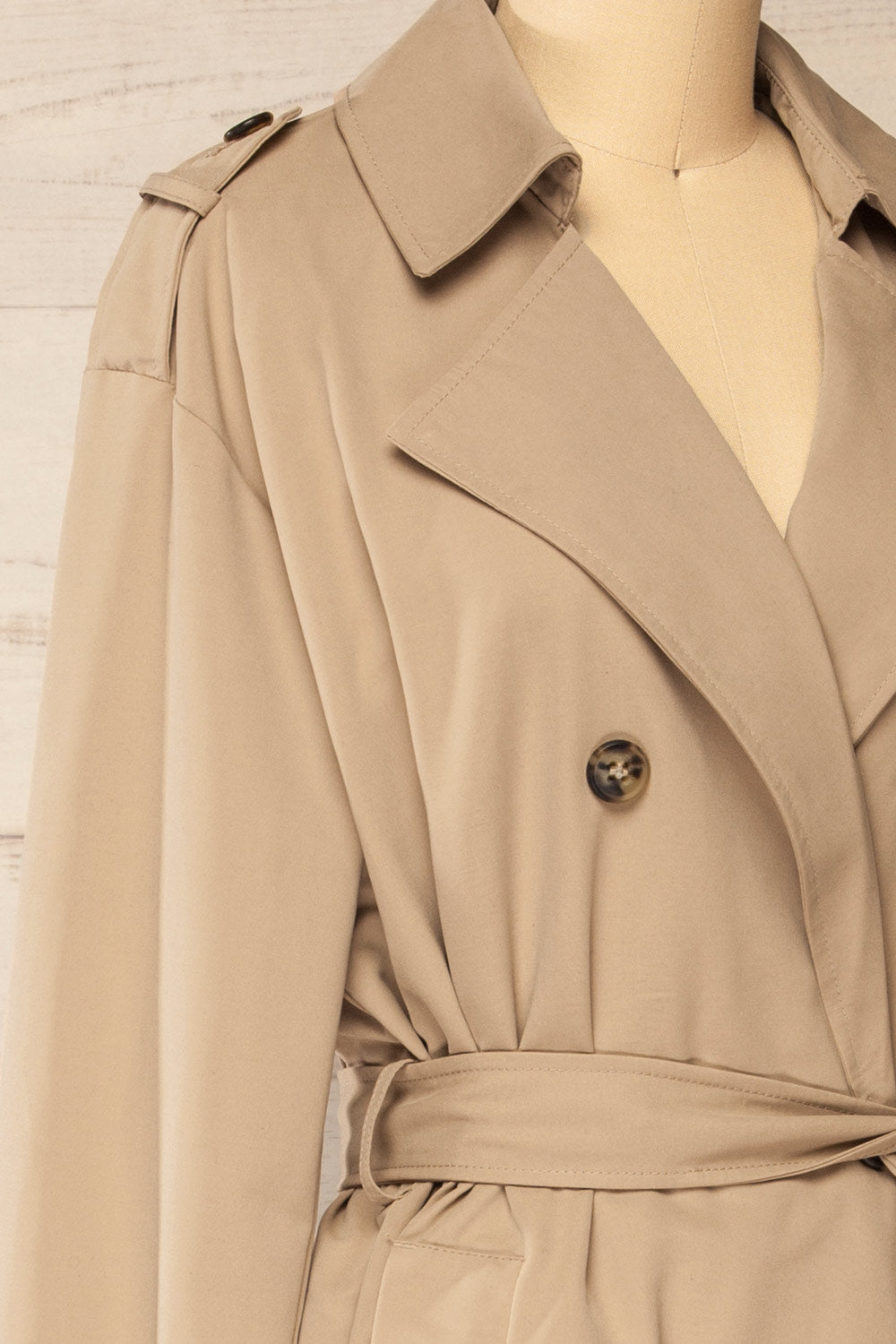 Gembloux Beige Double Breasted Trench Coat | La petite garçonne side