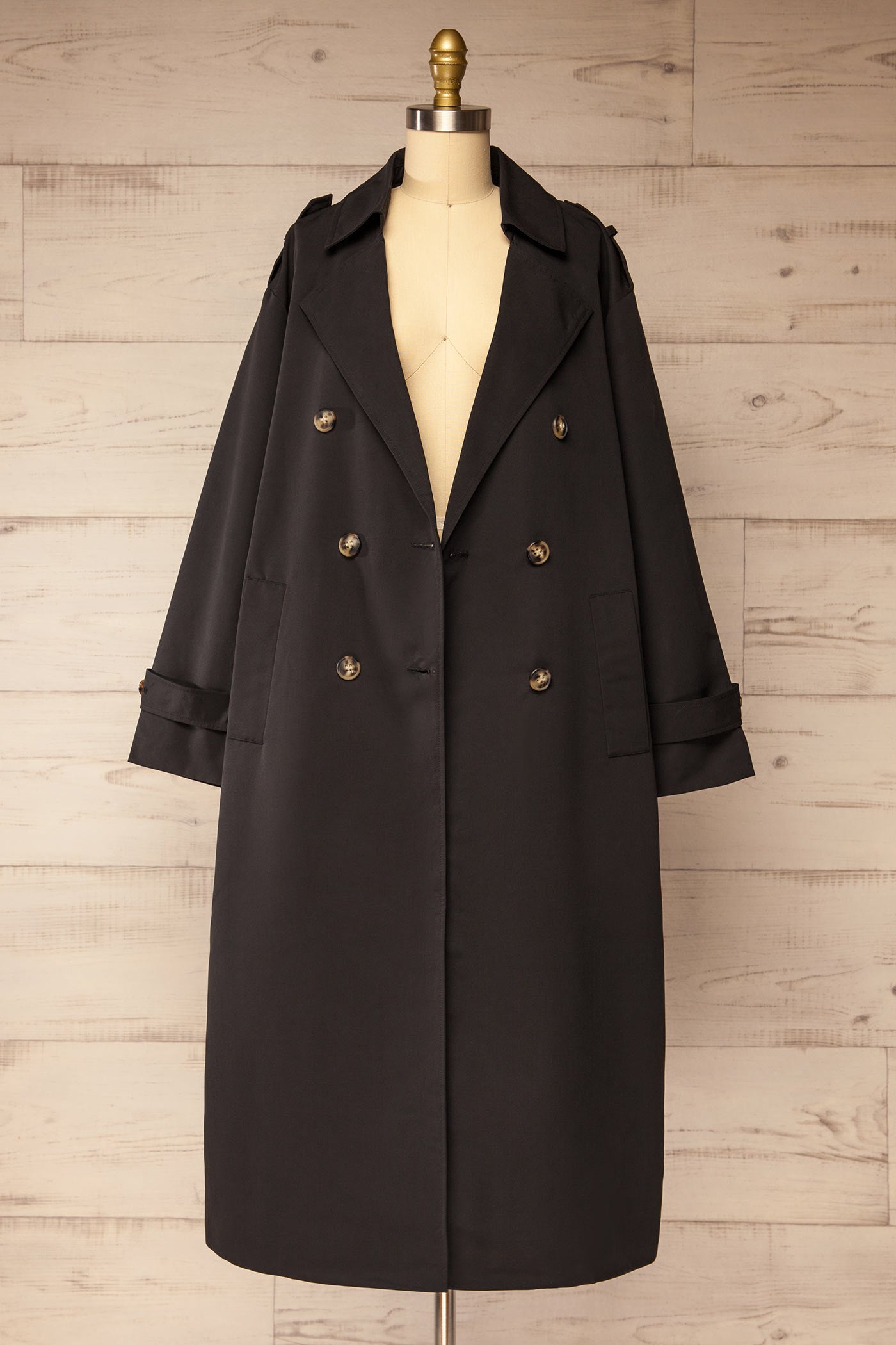 open view Gembloux Black Double Breasted Trench Coat at La petite garçonne