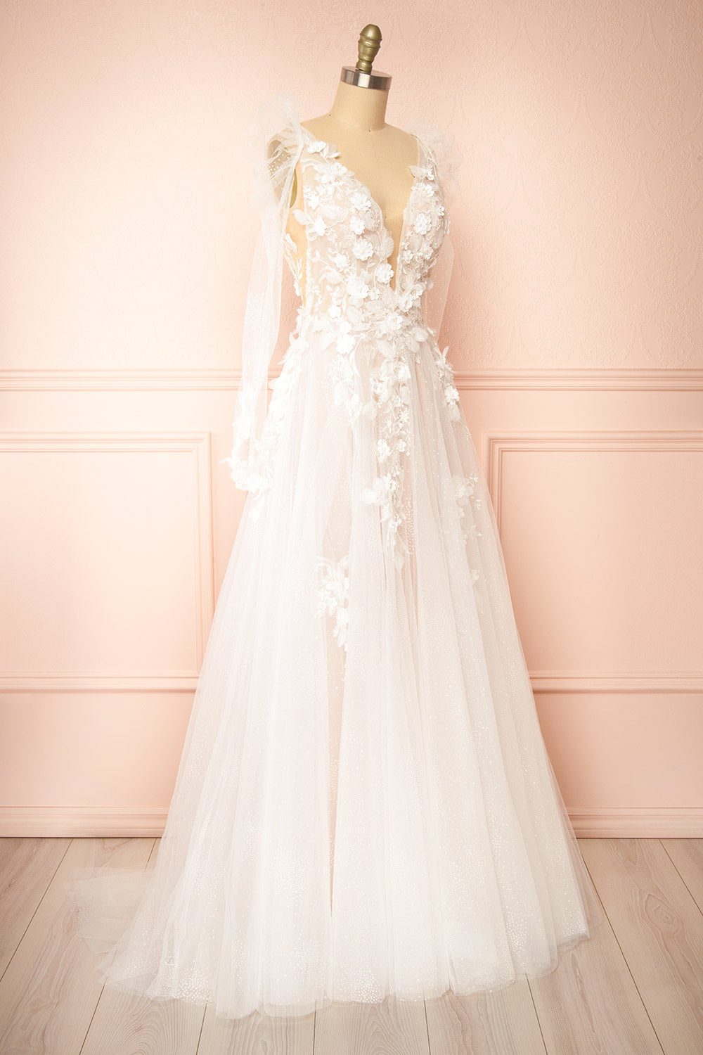Geneva A-line Tulle Gown w/ Removable Sleeves | Boudoir 1861 side view