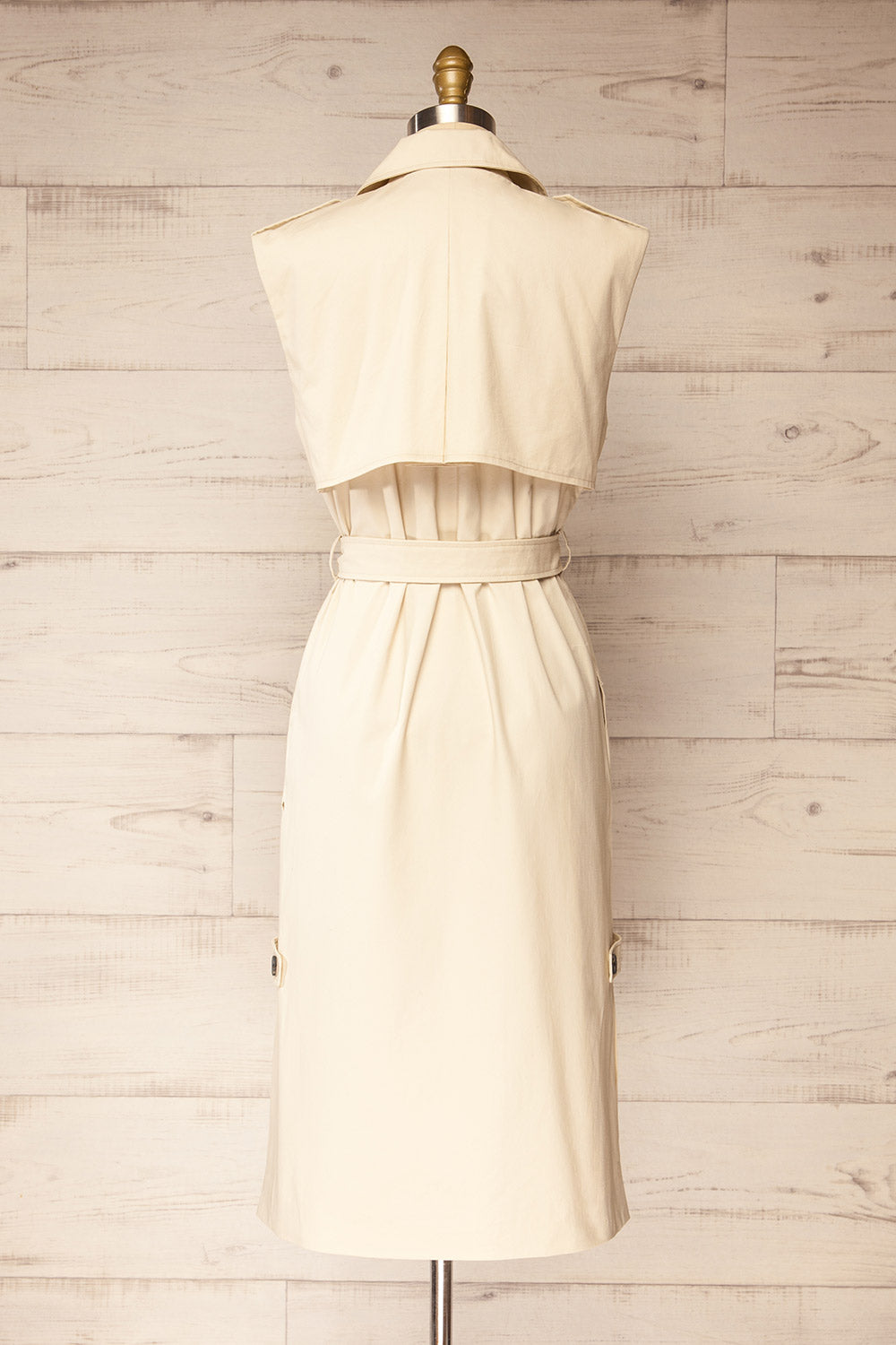 Georgetown Beige Sleeveless Trench Coat | La petite garçonne back view