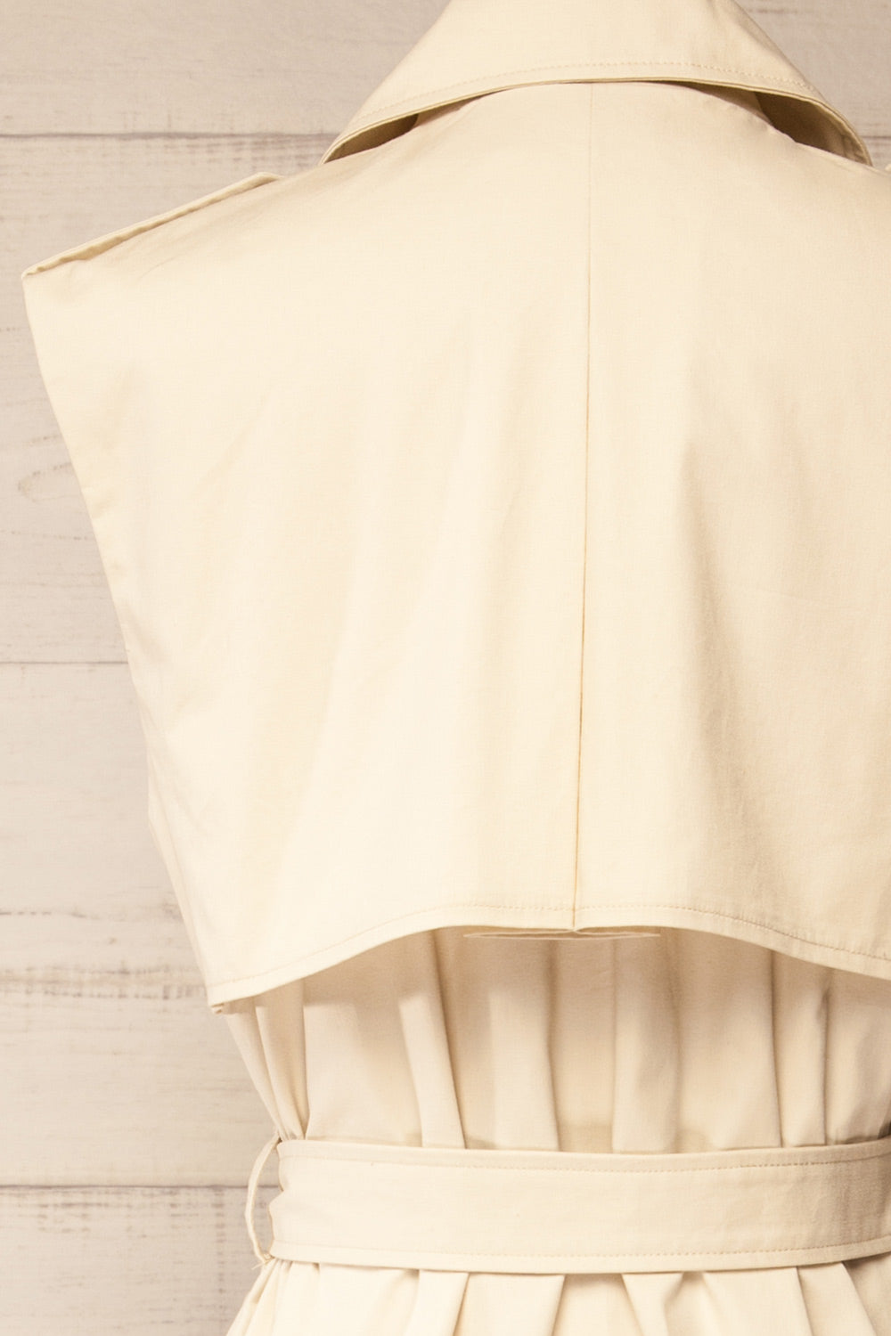Georgetown Beige Sleeveless Trench Coat | La petite garçonne back