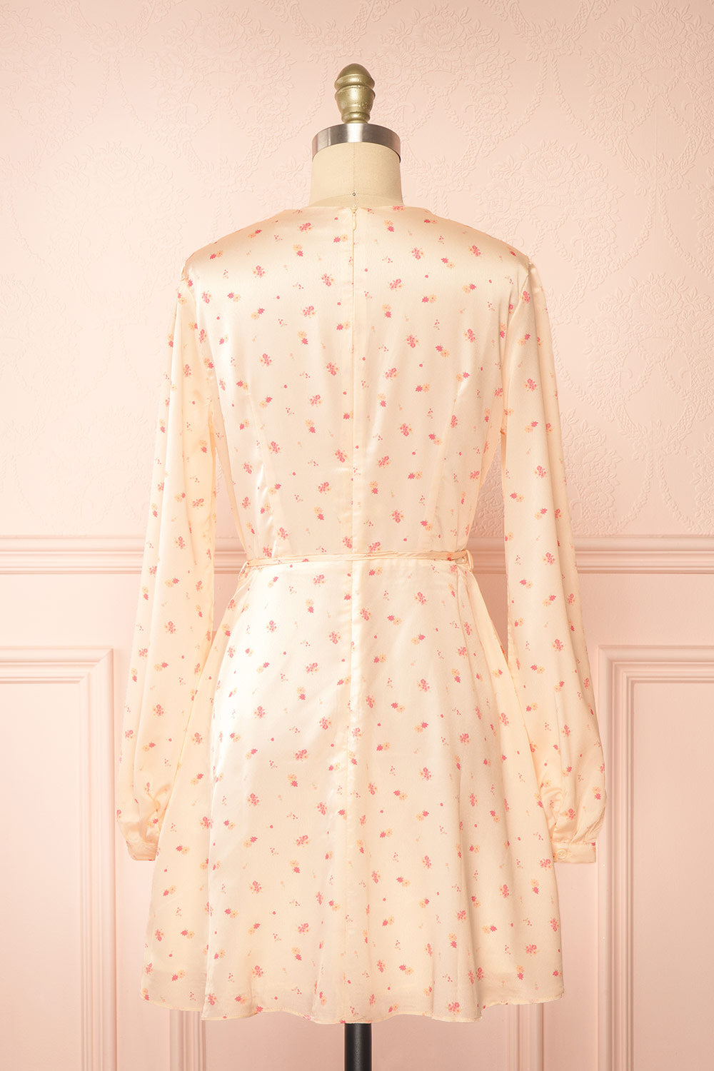 Georgia Short Satin Floral Pink Dress | Boutique 1861 back view