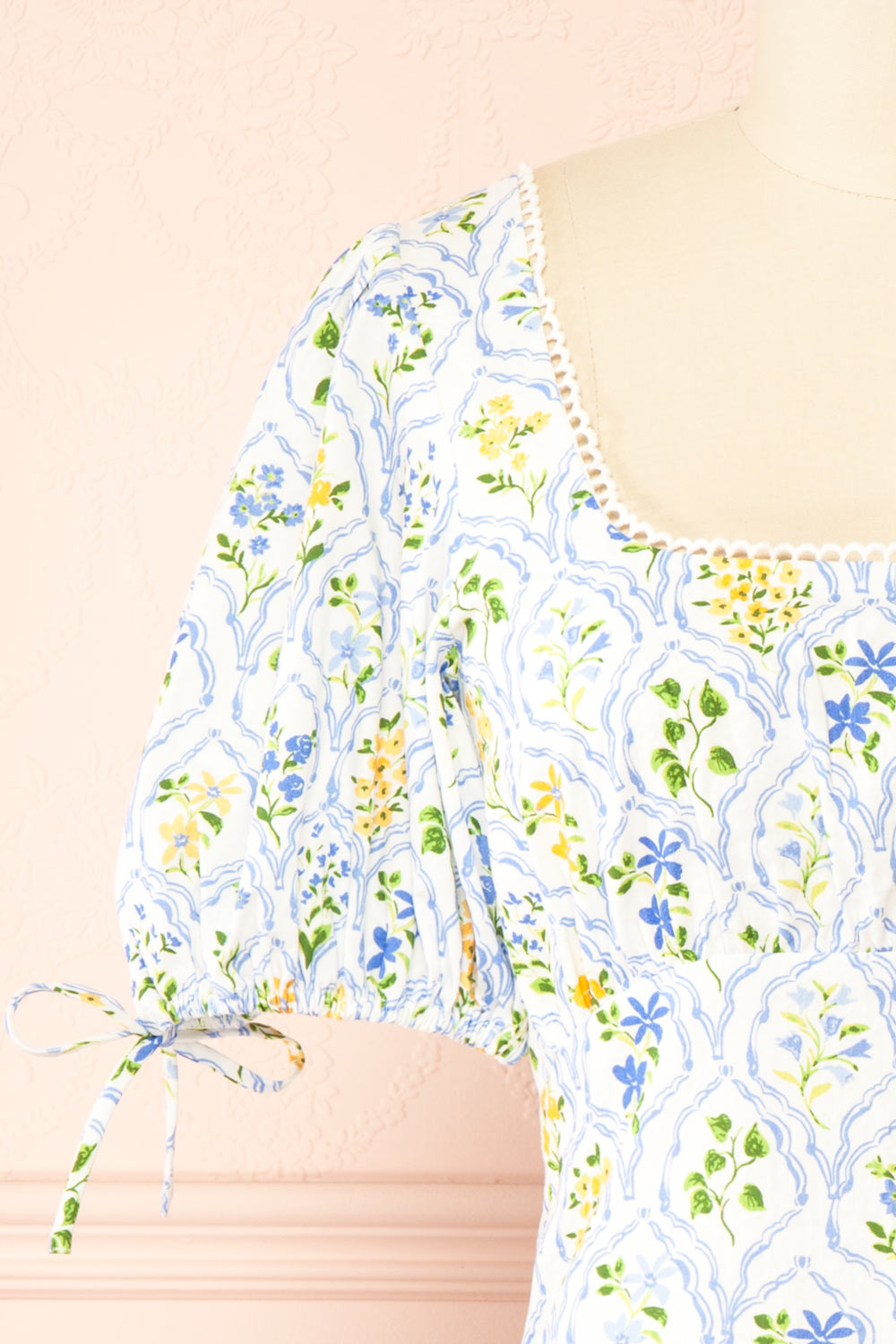 Germella Short Floral Dress w/ Puffy Sleeves | Boutique 1861 front