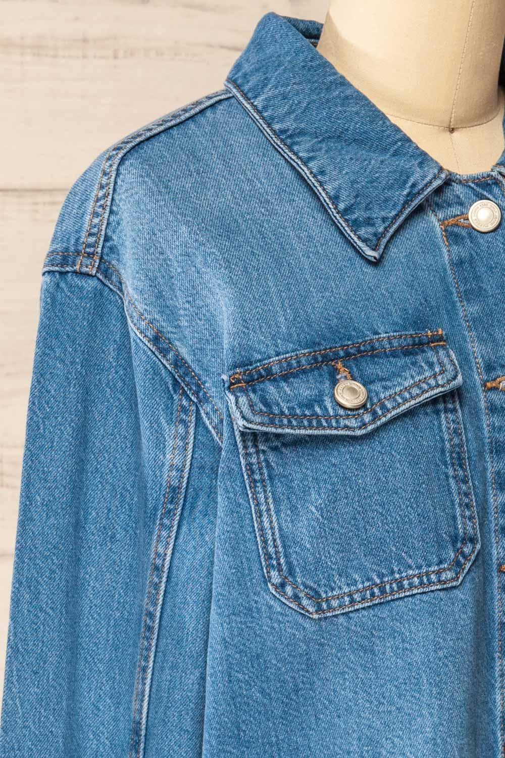 Ghandruk Cropped Denim Jacket with Pockets | La petite garçonne back