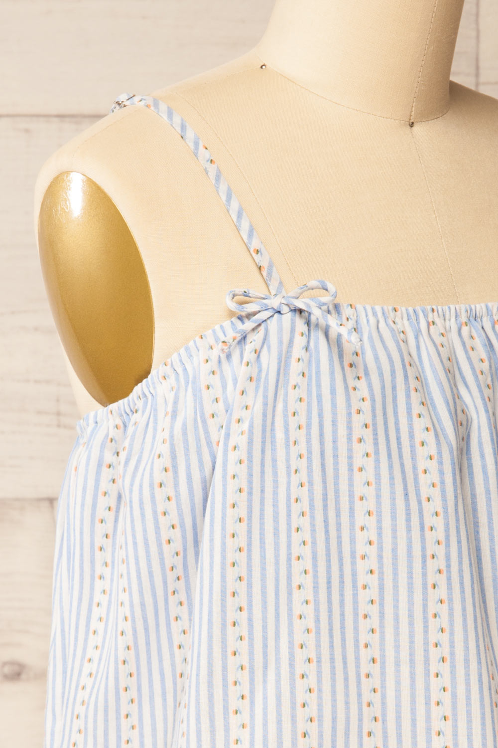 Ghatal Striped Tank Top with Ribbon and Lace | La petite garçonne side