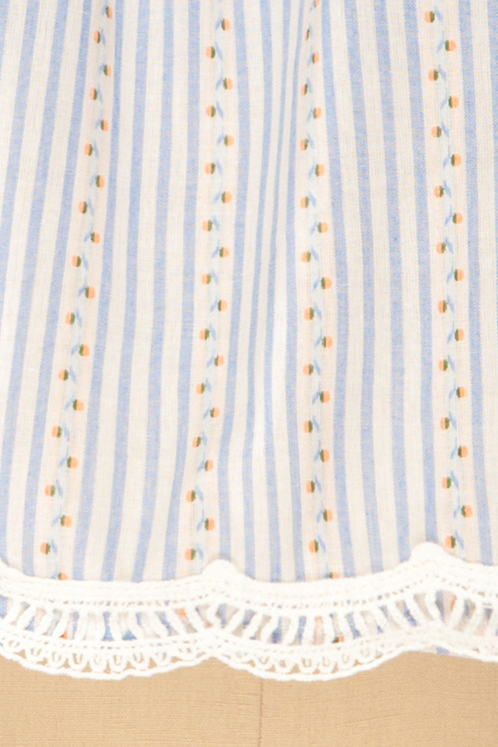 Ghatal Striped Tank Top with Ribbon and Lace | La petite garçonne fabric