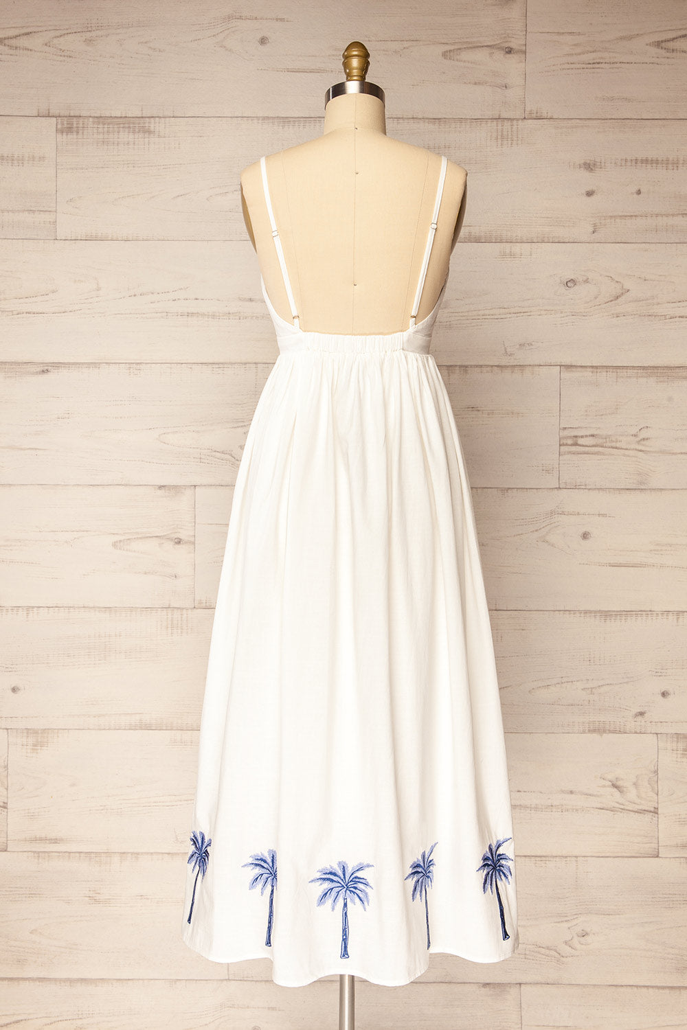 Ghunsa White Dress w/ Palm Embroideries | La petite garçonne back view