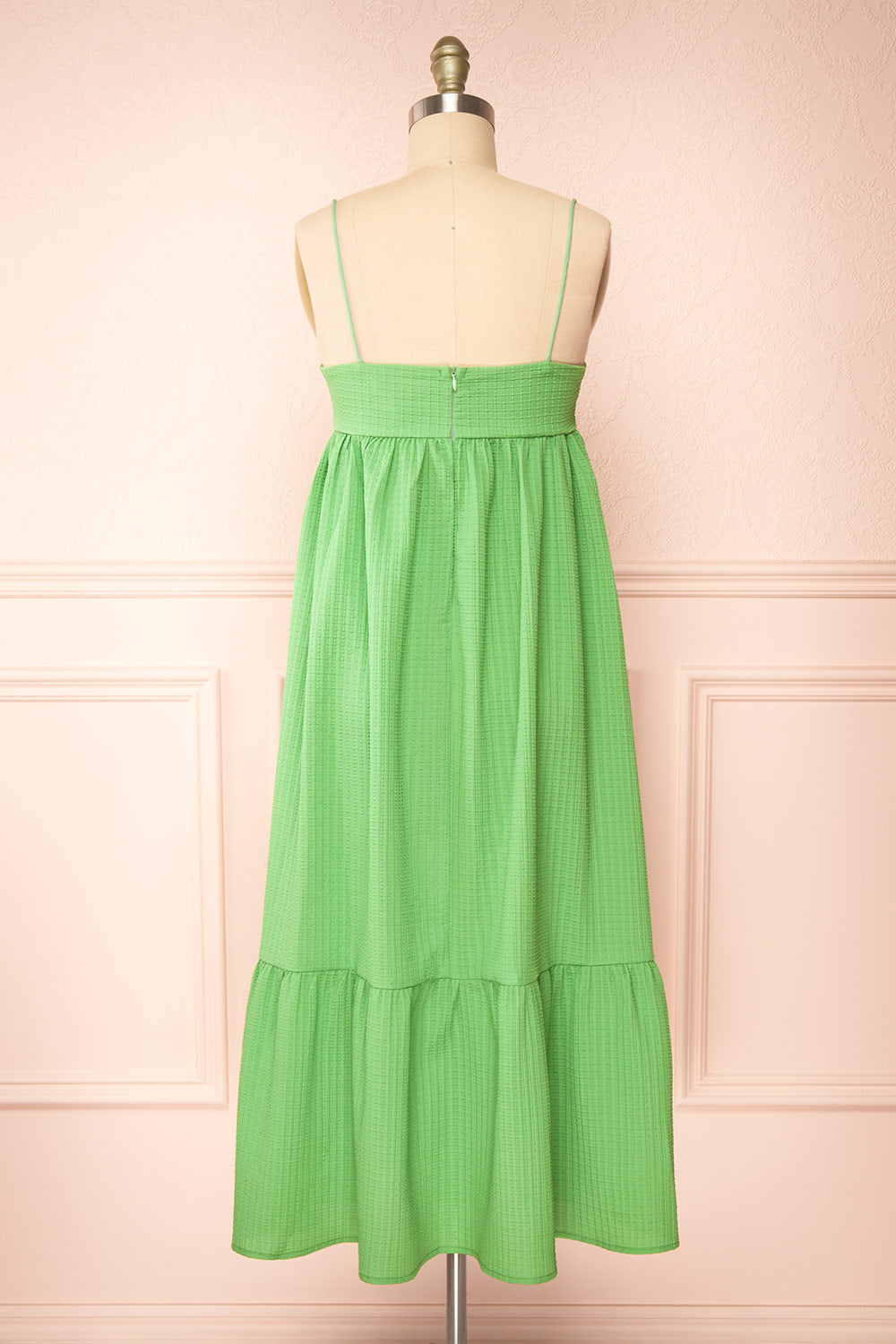 Gilli Green Waffle Weave Midi Babydoll Dress | Boutique 1861 back view